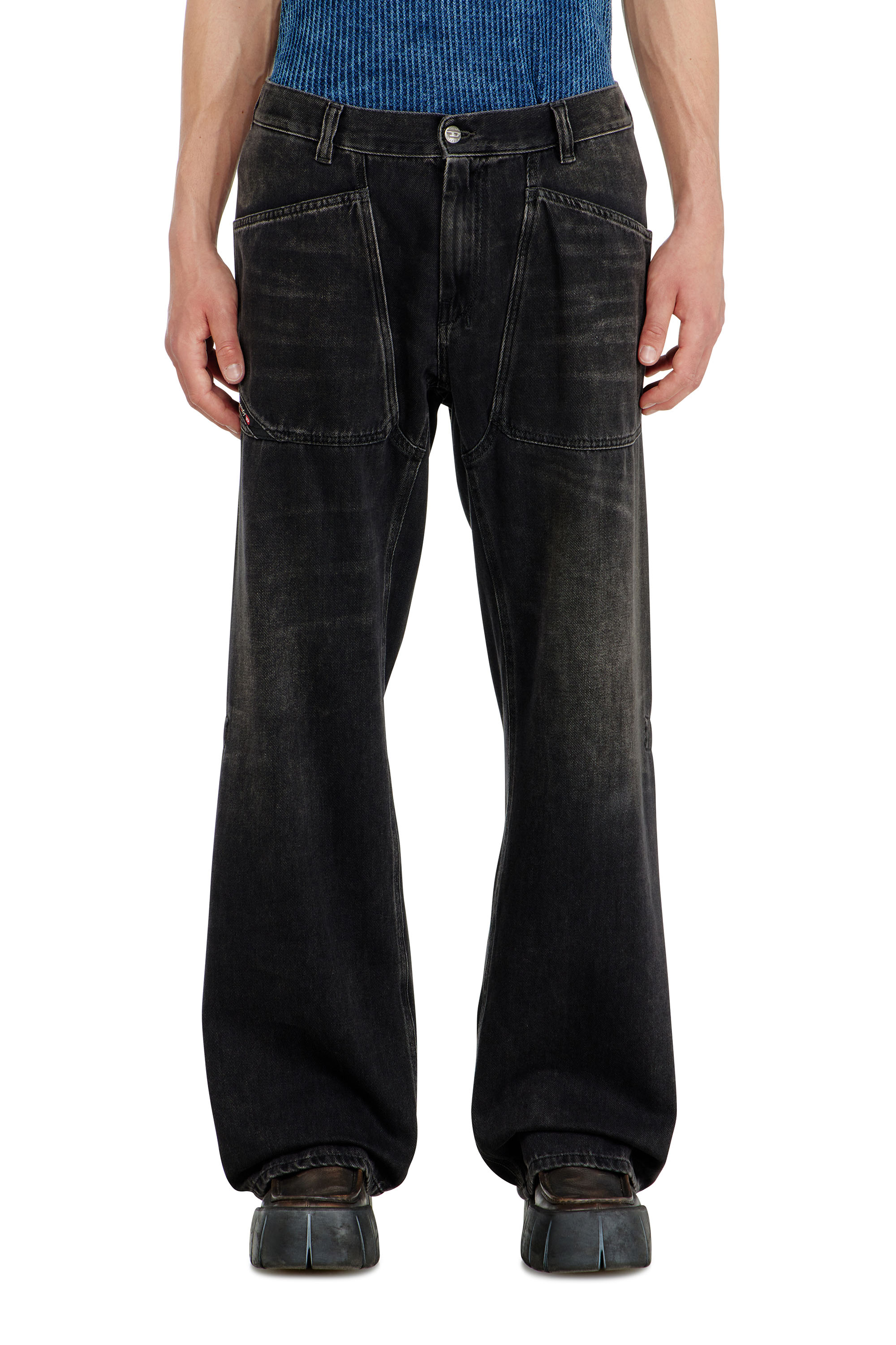 Diesel - Relaxed Jeans D-Zeta 09J96 Uomo, Nero/Grigio scuro - Image 4