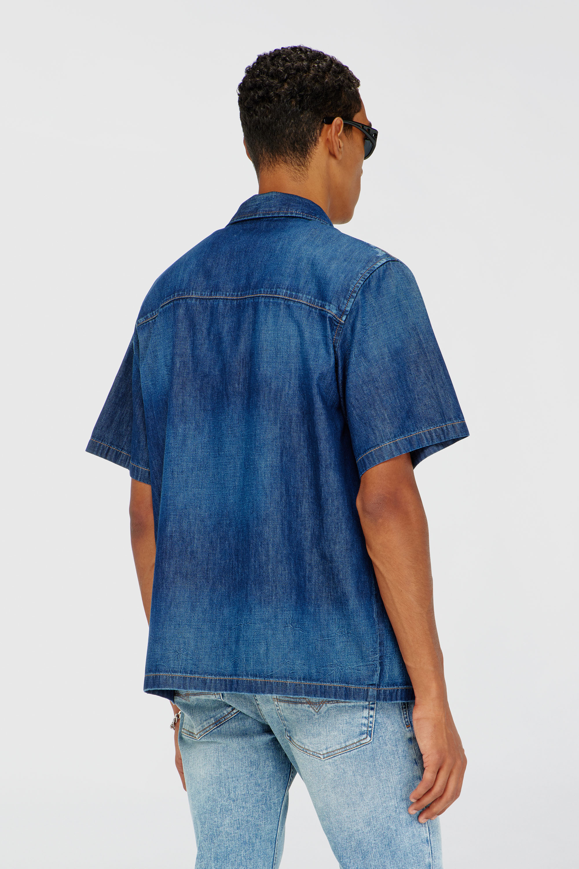 Diesel - D-NABIL-D, Camicia in denim a maniche corte Uomo in Blu - 4