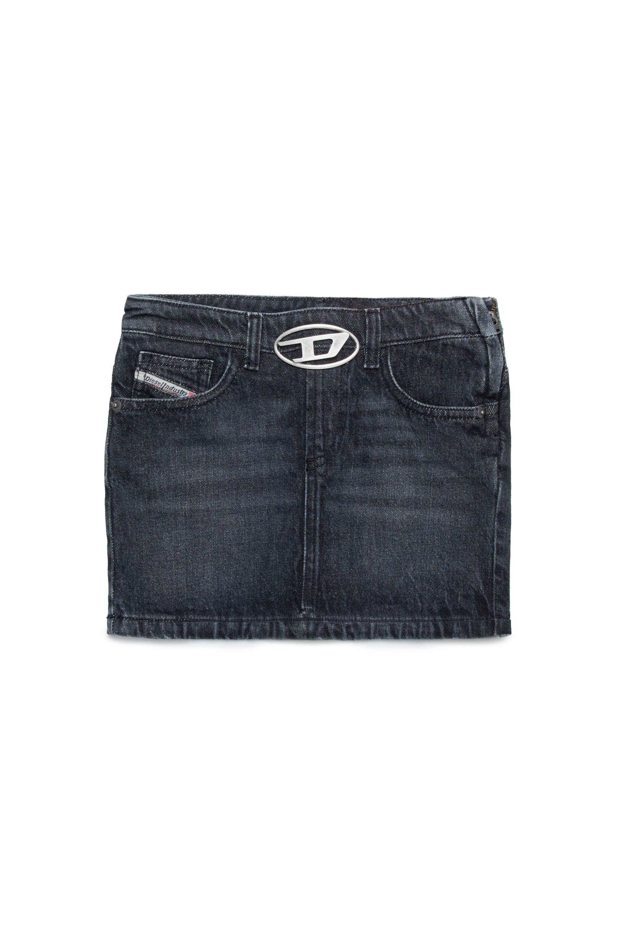 Diesel - GERON-S2-J, Mini-jupe en denim avec détail Oval D Femme in Noir - 1