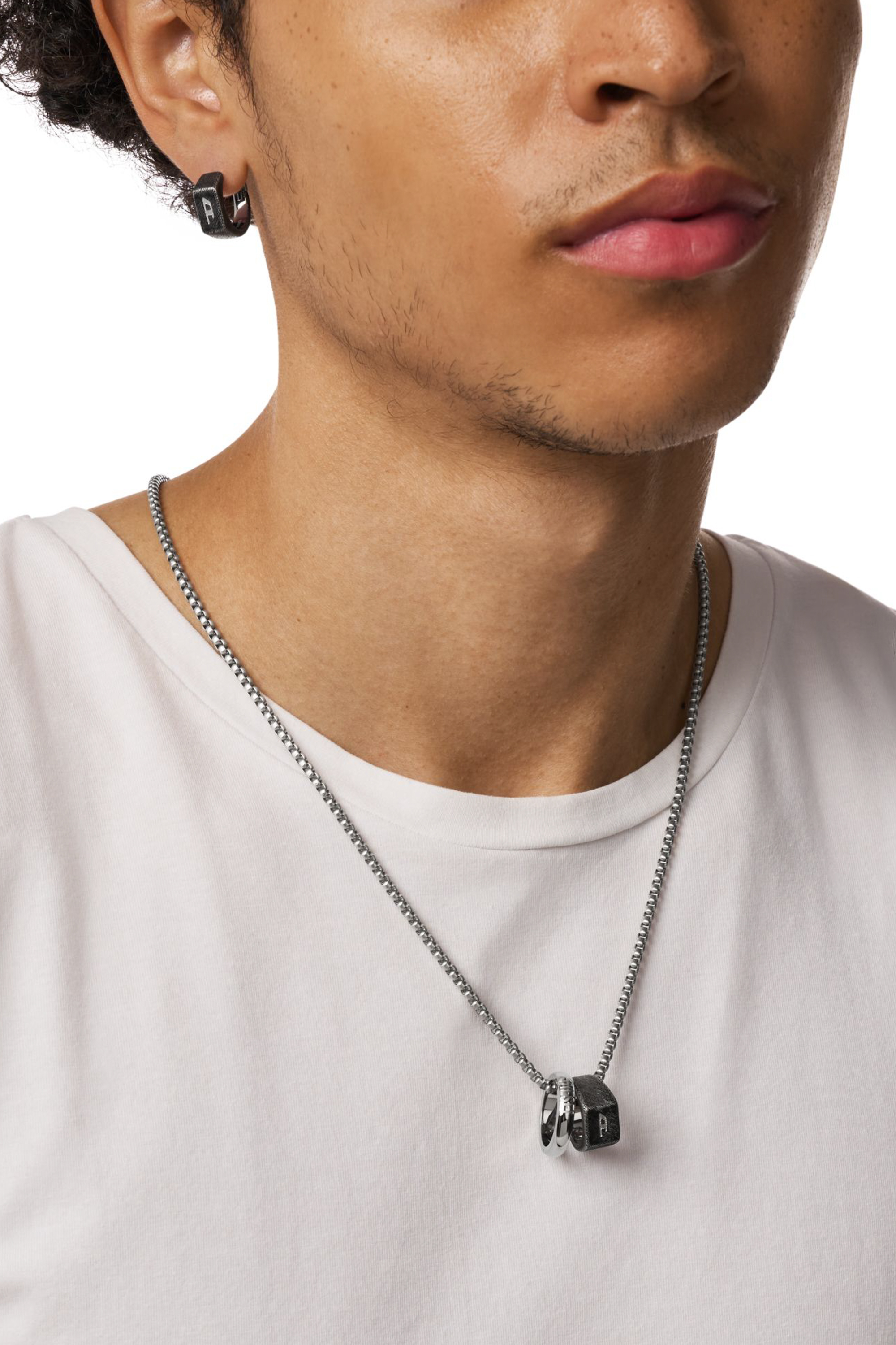 Diesel - DX1654SET JEWELLERY, Ensemble collier et boucles d'oreilles en acier inoxydable Mixte in Gris argenté - 4