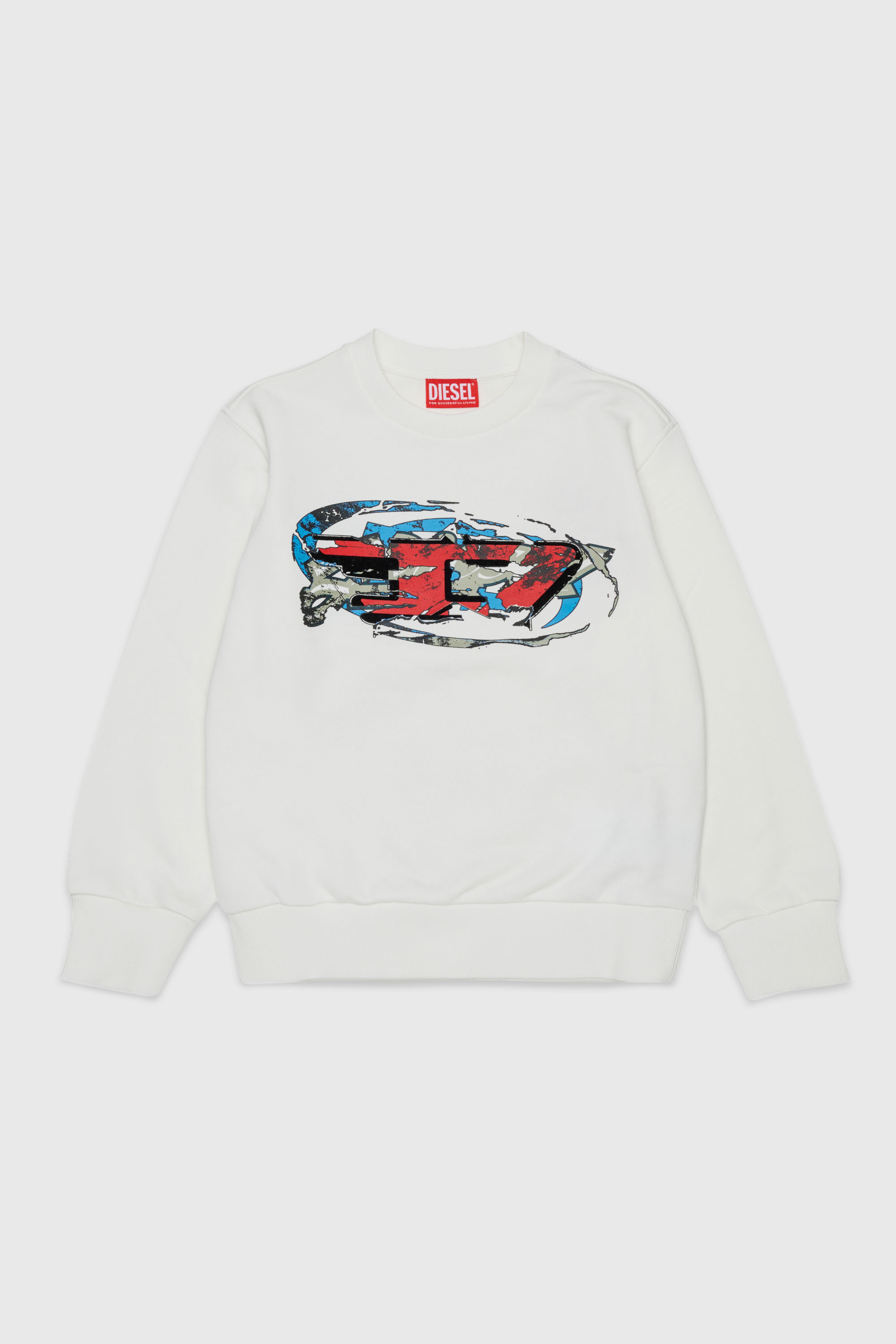 Diesel - SCRAP OVER, Sweat-shirt avec imprim&eacute; graphique Oval D Homme in Blanc - 1