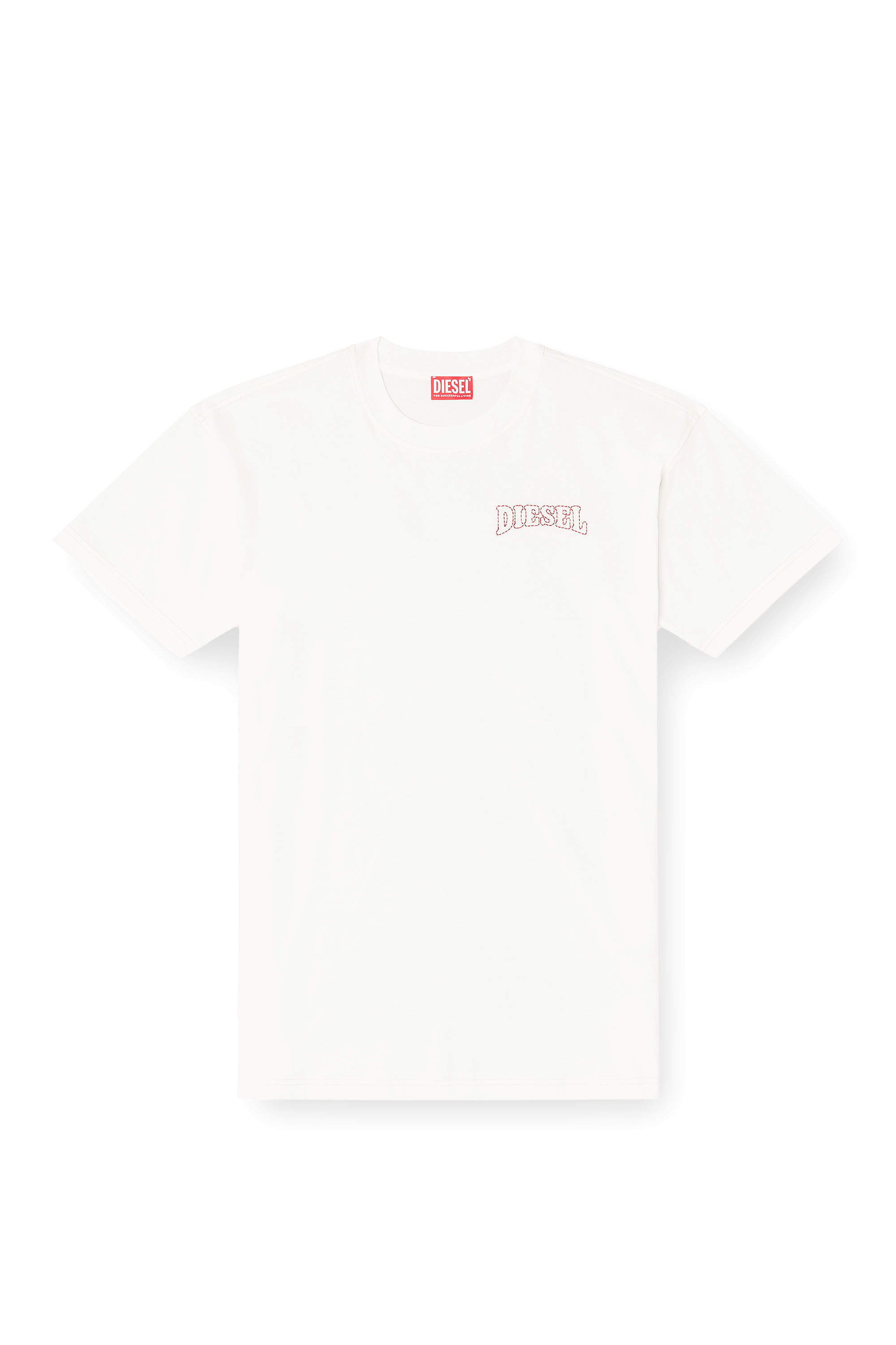 Diesel - T-NORM-V16, Herren Regul&auml;res Baumwoll-T-Shirt mit Diesel-Stickerei in Wei&szlig; - 2