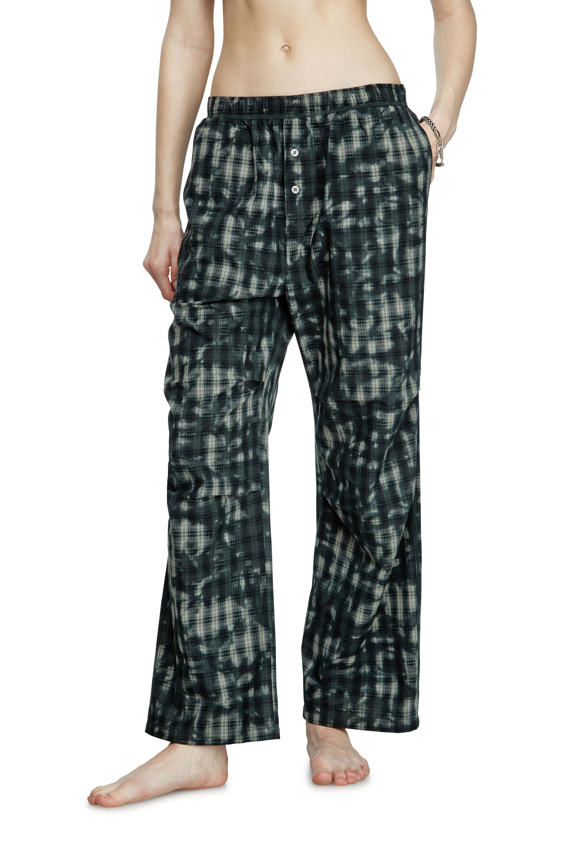 Diesel - VINCE-UTLT, Pantaloni pigiama con stampa check Unisex in Verde - 1