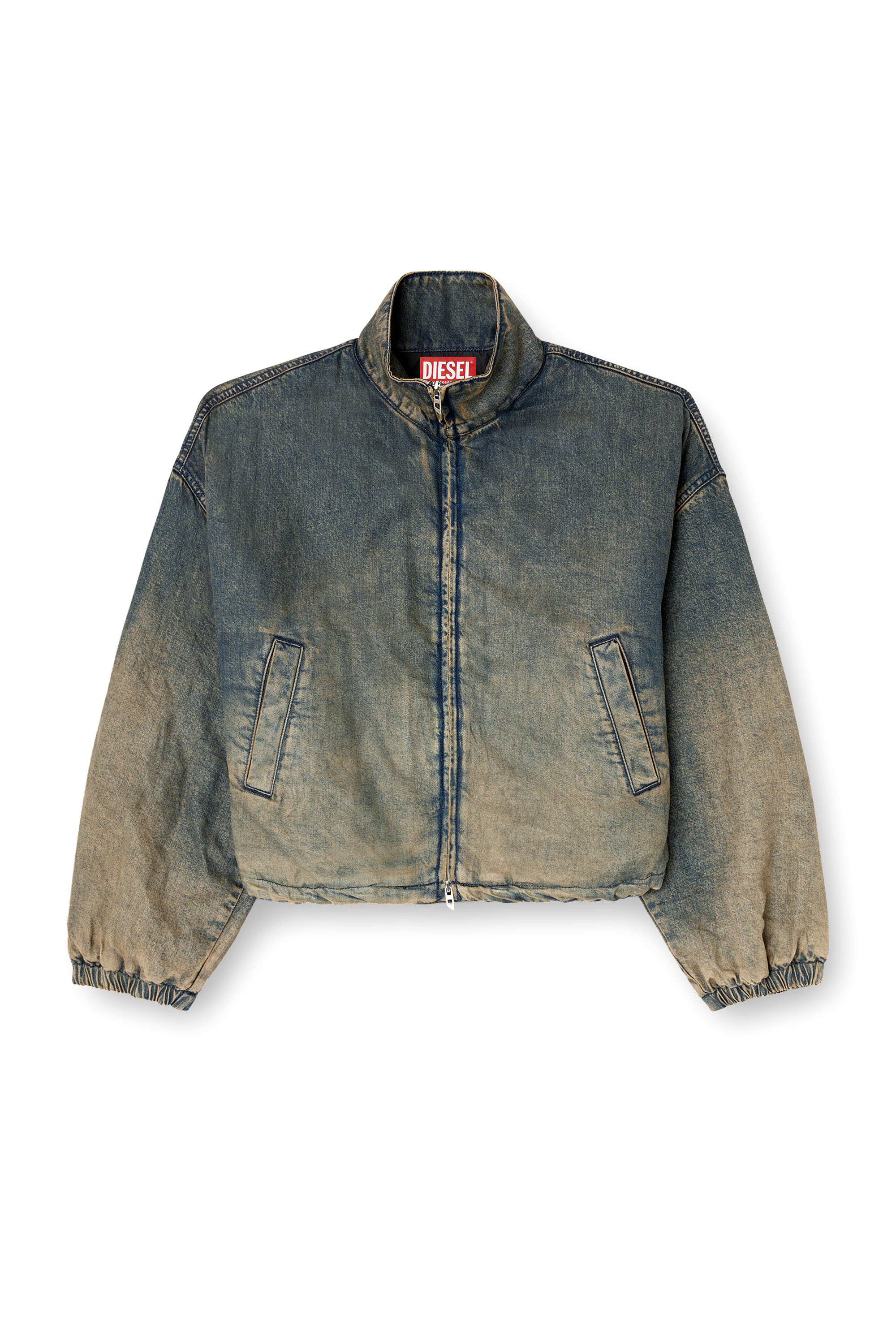 Diesel - DE-FLOWER-S, Giacca con zip in denim fluido dégradé Donna in Blu - 2