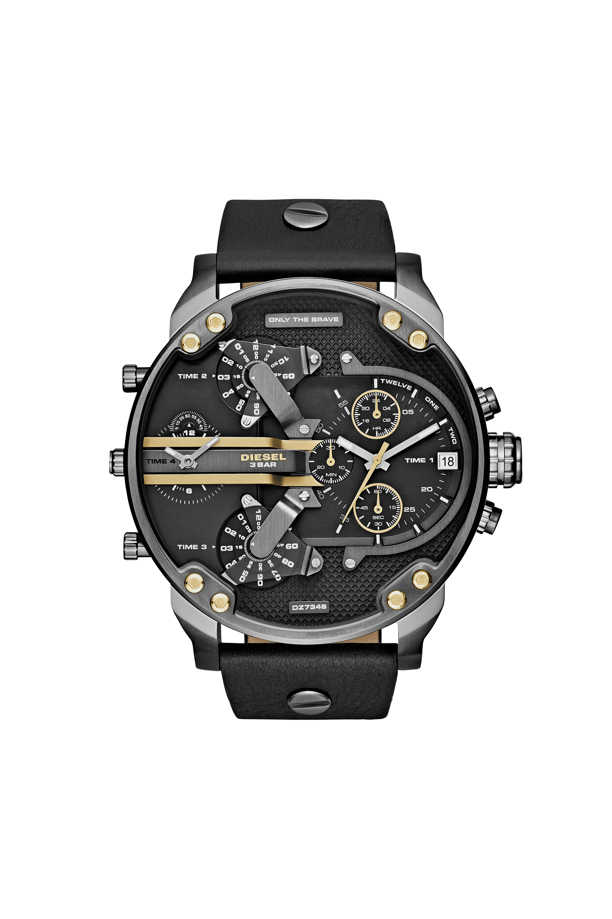 Diesel - DZ7348 MR DADDY 2.0, Herren Mr. Daddy 2.0 Uhr mit Lederarmband und metallgrauer Beschichtung, 51 mm in Schwarz - 1