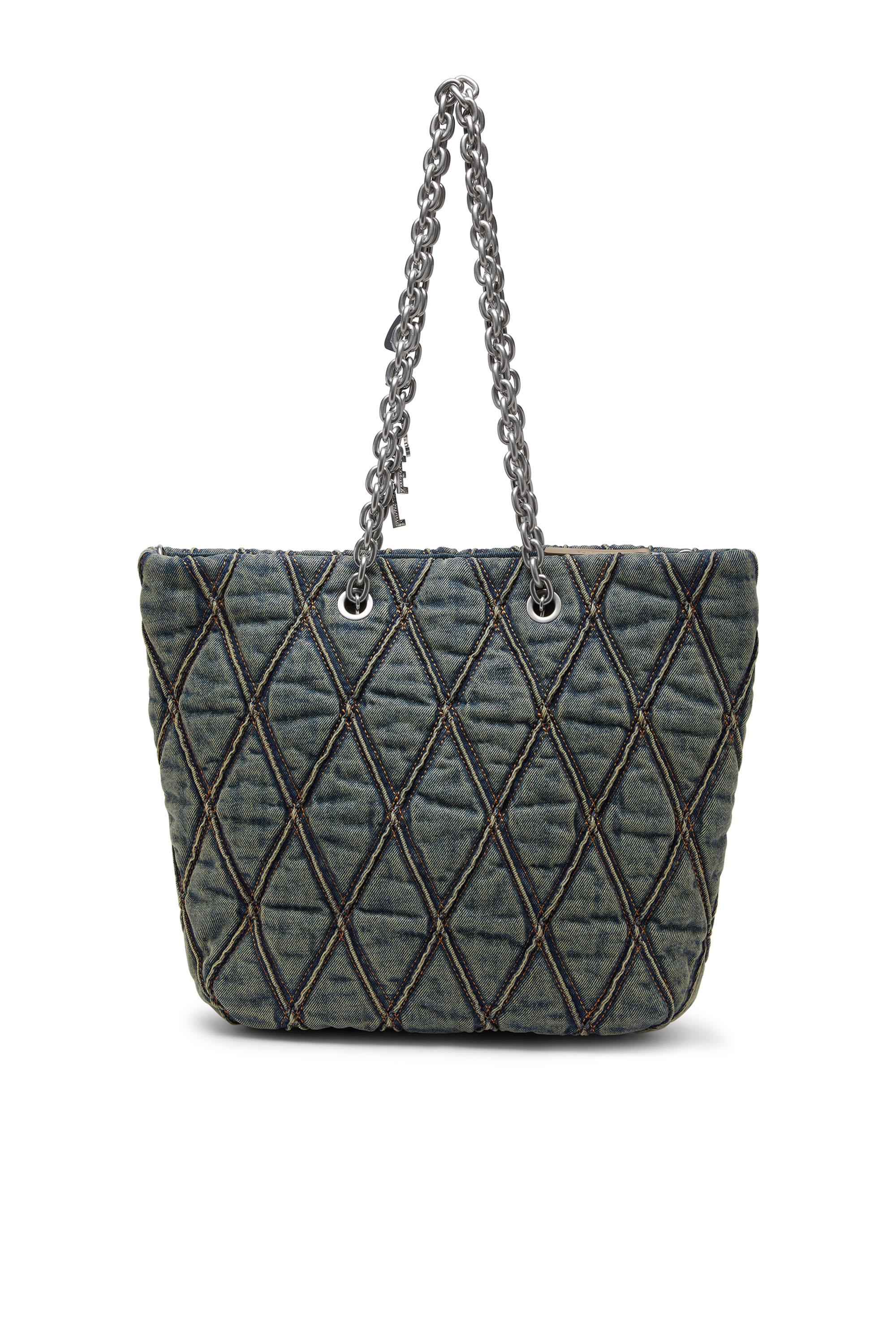 Diesel - CHARM-D SHOPPER M, Damen Charm-D-Tote-Tasche aus gestepptem Denim in Dunkelblau - 2