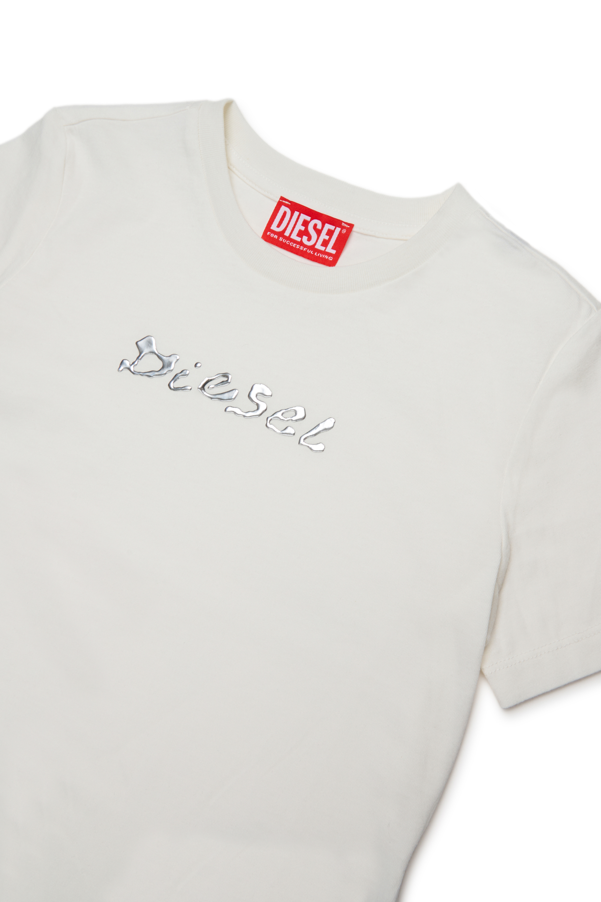 Diesel - TRISTANA, T-shirt en coton avec logo frontal Femme in Blanc - 3