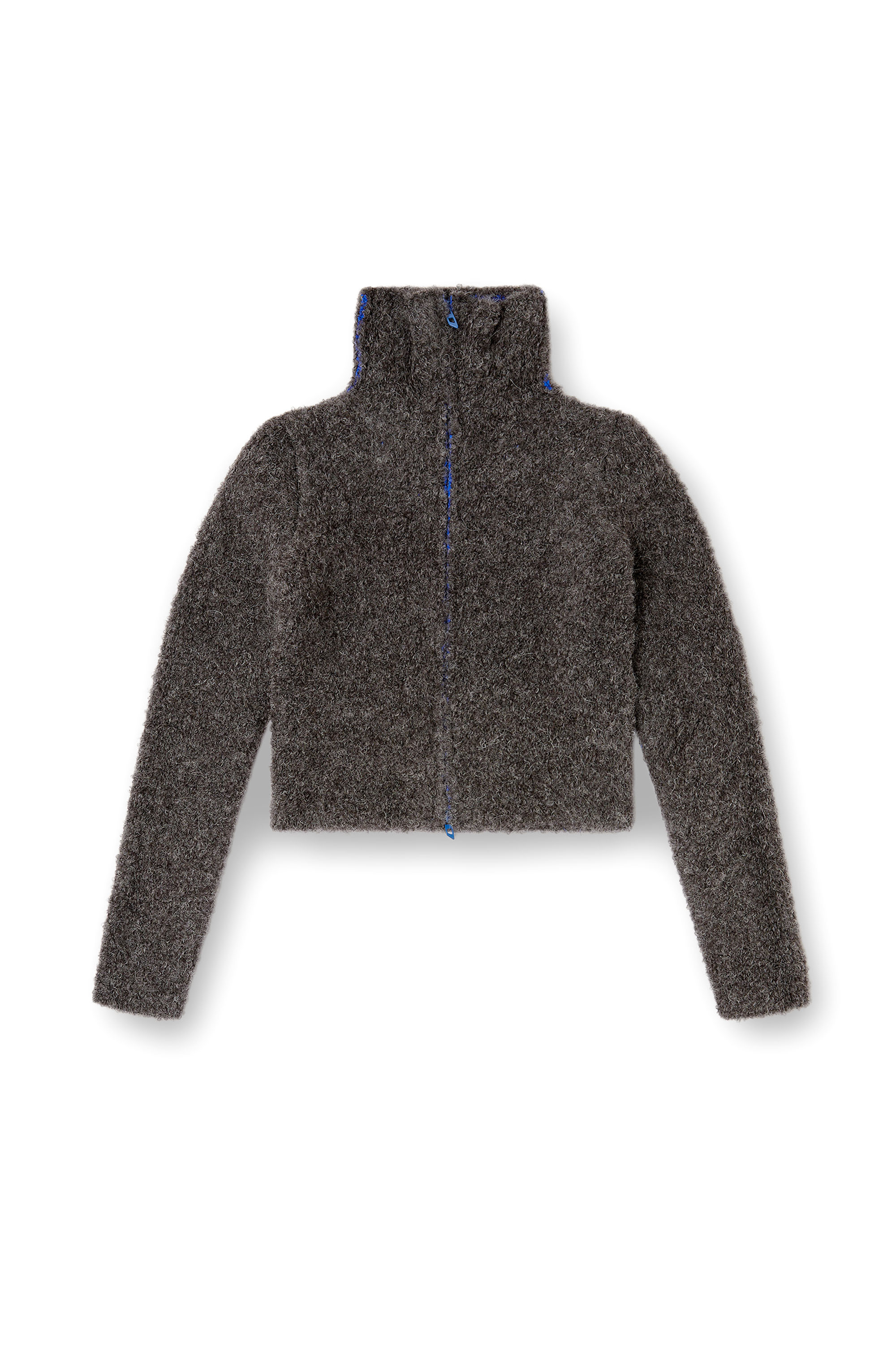 M-ELEONERE, Dunkelgrau Diesel - M-ELEONERE, Damen Reißverschluss-Strickjacke mit kontrastierendem Innenfutter in Dunkelgrau - 2