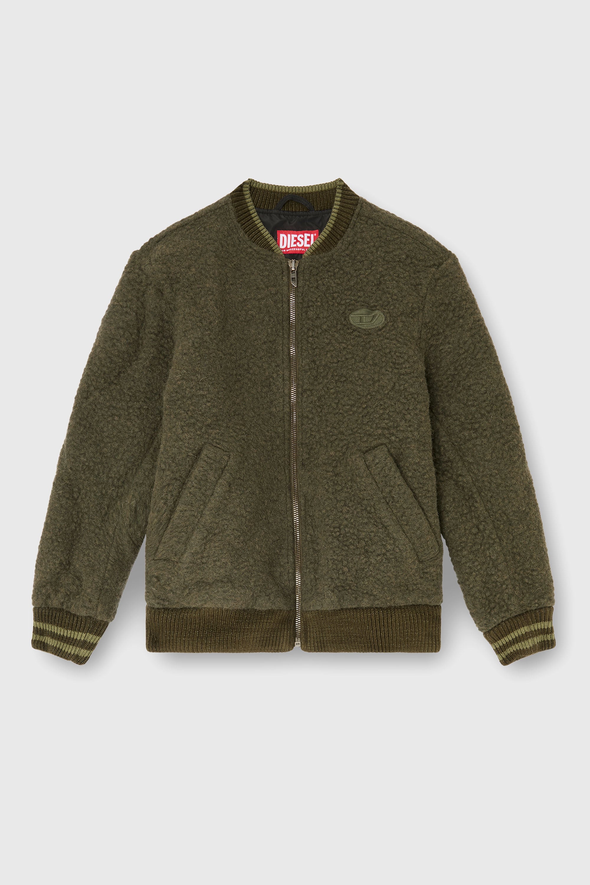 Diesel - S-REDS, Bomber in misto lana con bordi a costine Uomo in Verde - 2