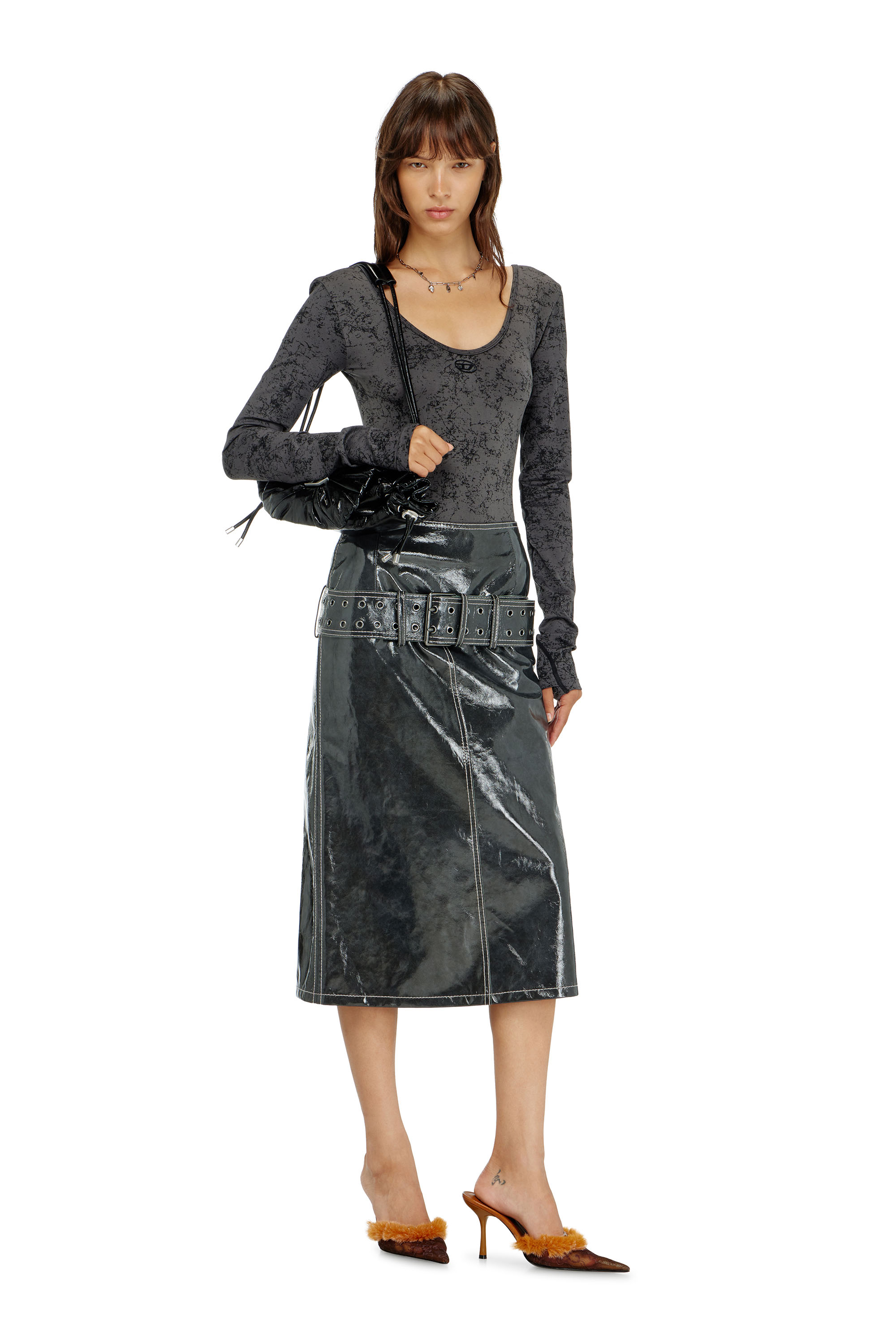 Diesel - IONNA-UTLT, Body &agrave; dos ouvert avec imprim&eacute; utilitaire Femme in Noir - 4