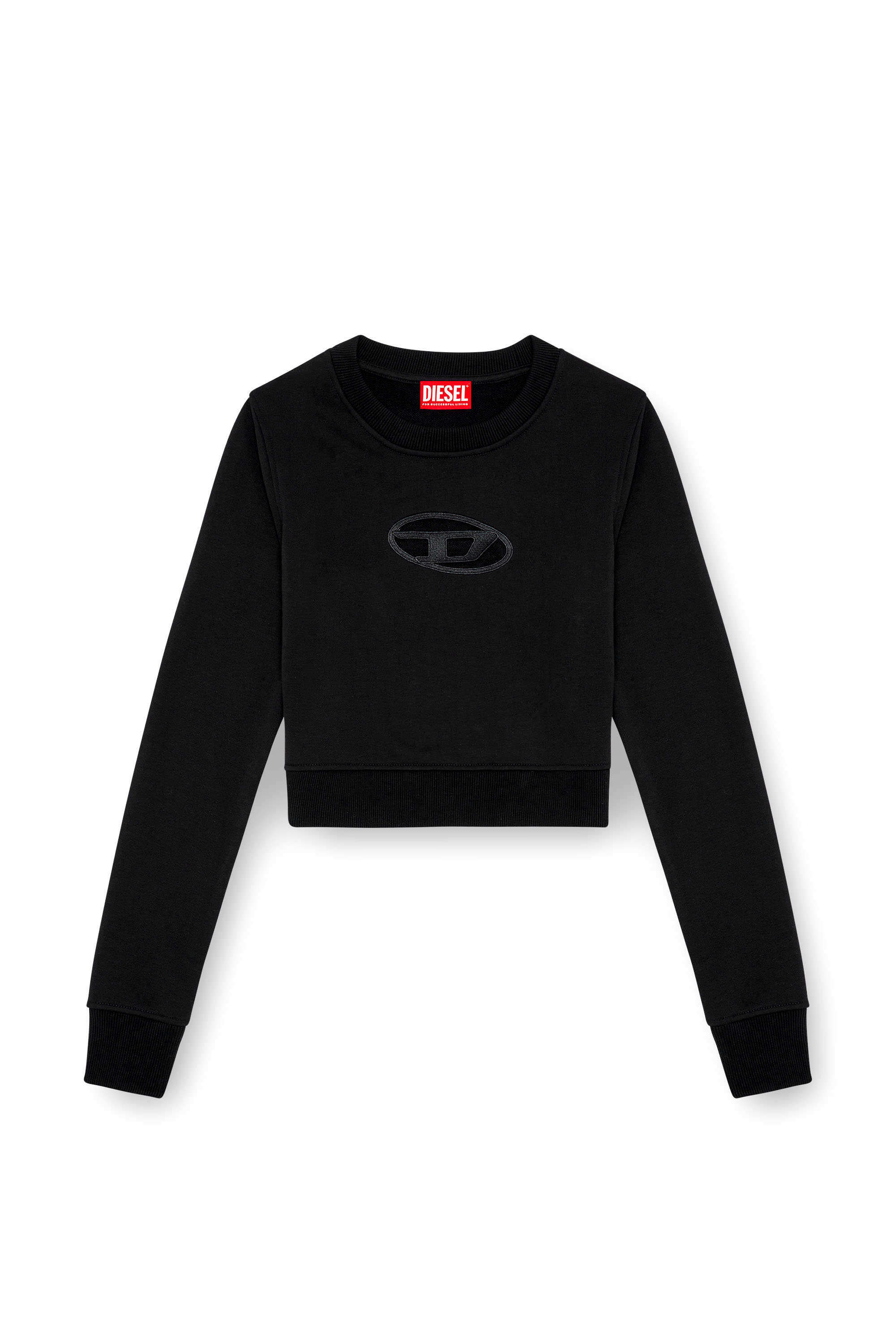 Diesel - F-SLIMMY-OD, Damen Kurzes Sweatshirt mit Cutout-Logo in Schwarz - 2