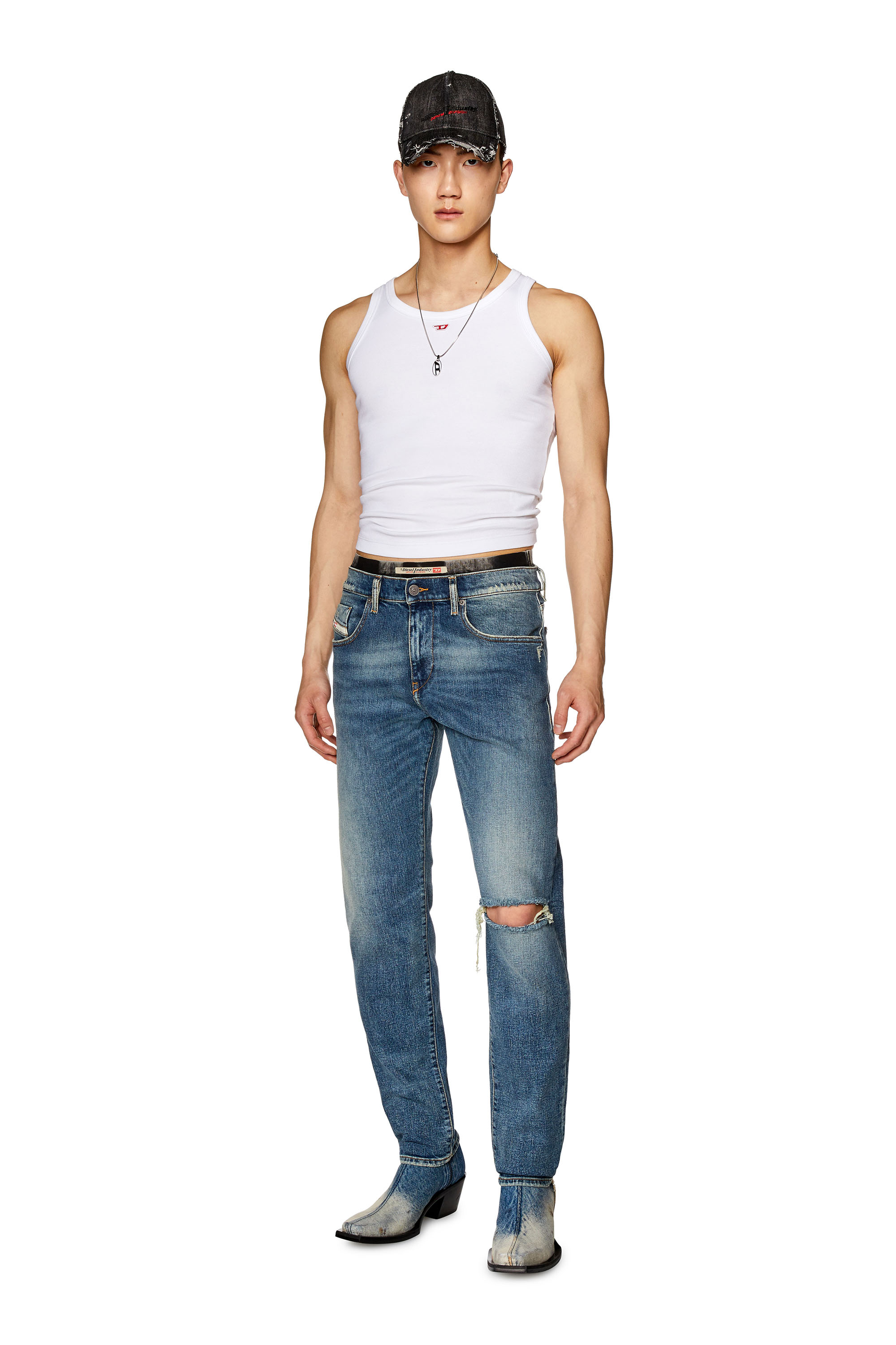 Diesel - Slim Jeans 2019 D-Strukt 007M5, Bleu Foncé - Image 1