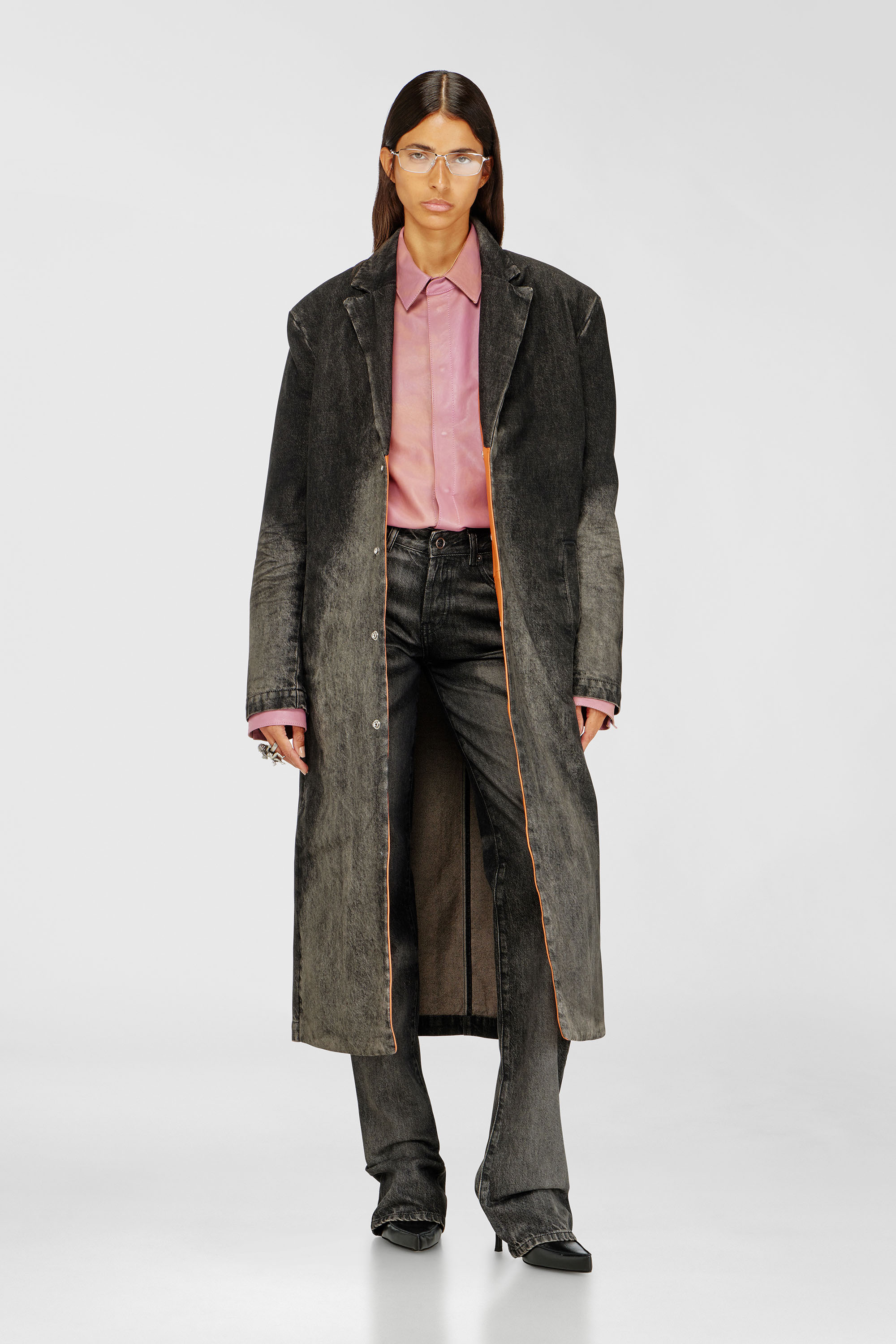 Diesel - D-IANCH-FSJ, Manteau long en denim effet us&eacute; Mixte in Noir - 1