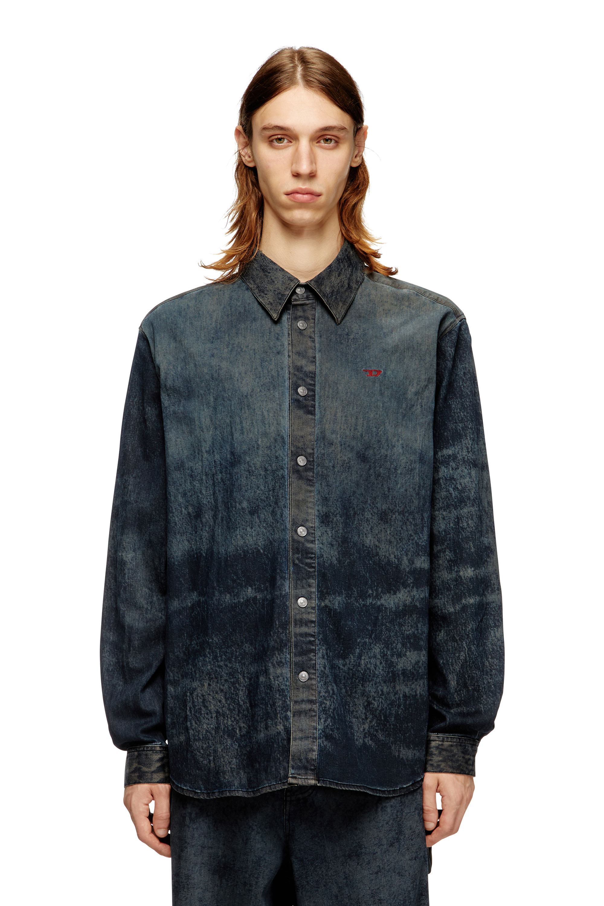 Diesel - S-SIMPLY-EPBS, Camicia in misto cotone con logo Uomo in Nero - 3