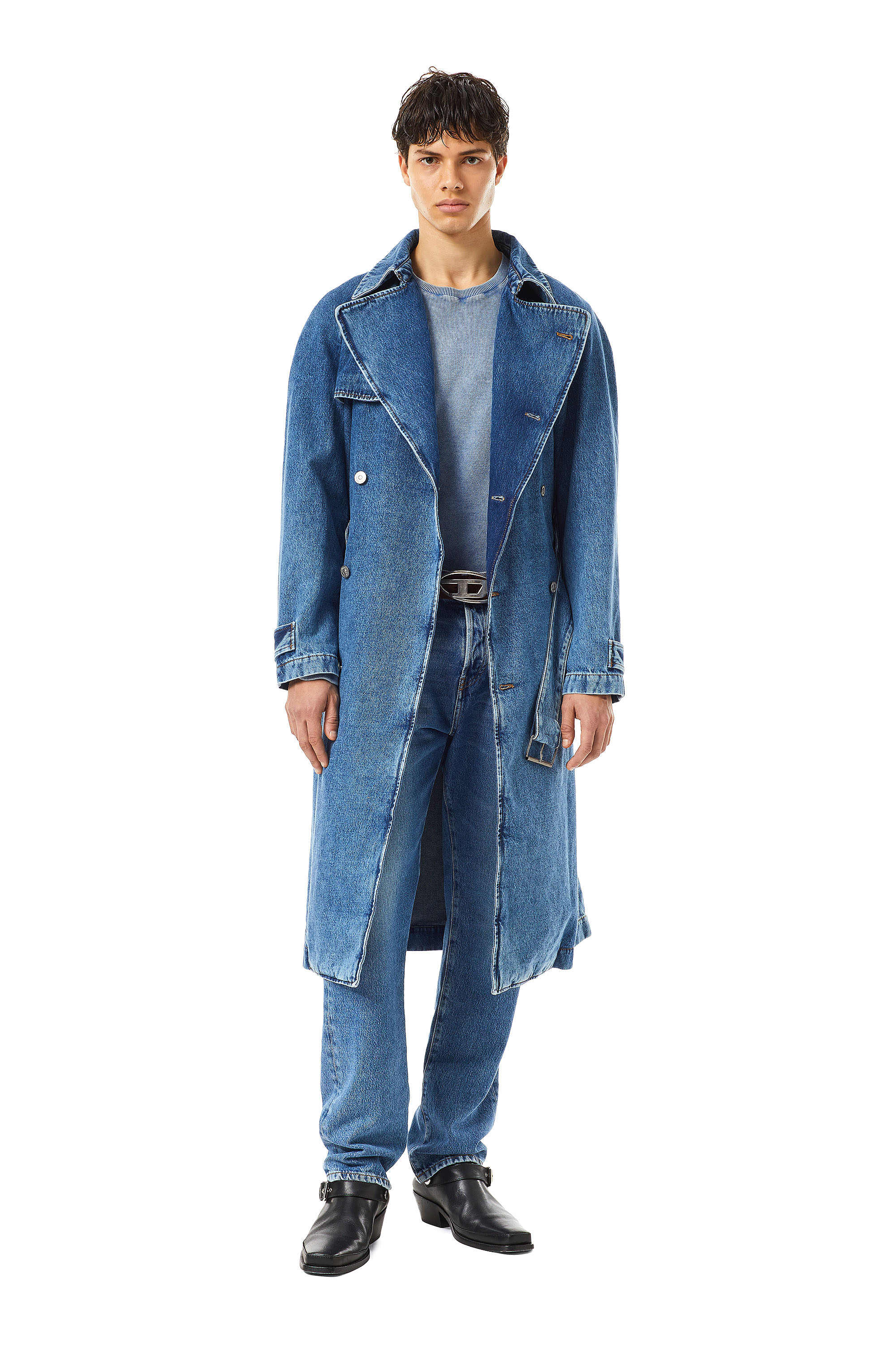 Diesel - D-DELIRIOUS DOUBLE BREASTED TRENCH COAT, Blu medio - Image 1