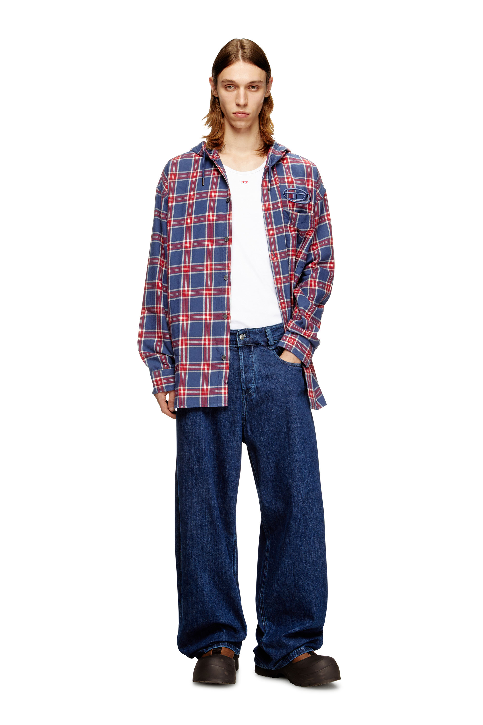 Diesel - S-DEWNY-HOOD-AJFI, Camicia con cappuccio in cotone e ricamo 3D Uomo in ToBeDefined - 2