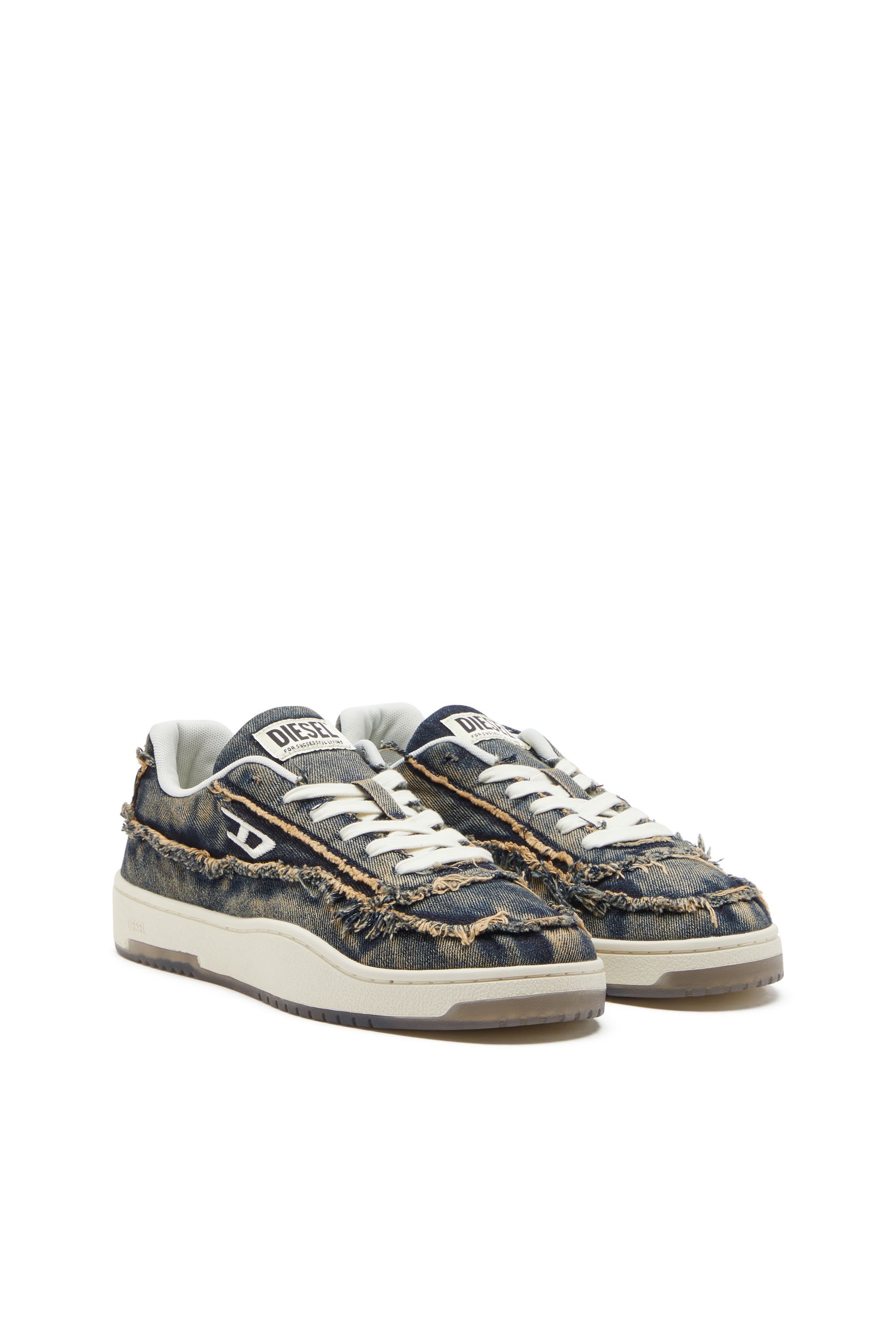 Diesel - S-TRACKER-D LOW, Herren S-Tracker-D-Ausgefranste Sneakers aus Denim mit transparenter Sohle in Blau - 3