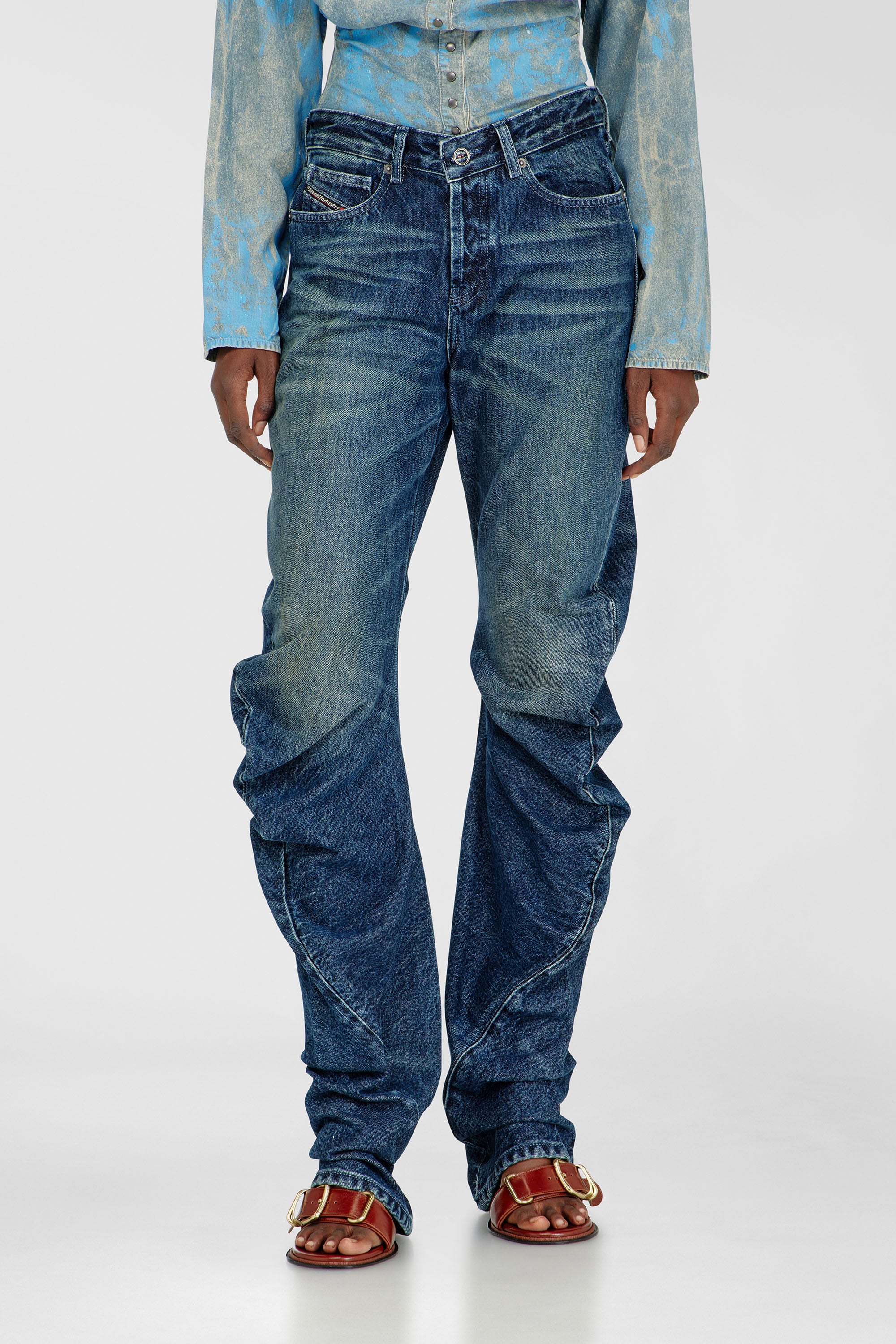 Diesel - Regular Jeans D-Twisty 007FZ Donna, Blu Scuro - Image 1