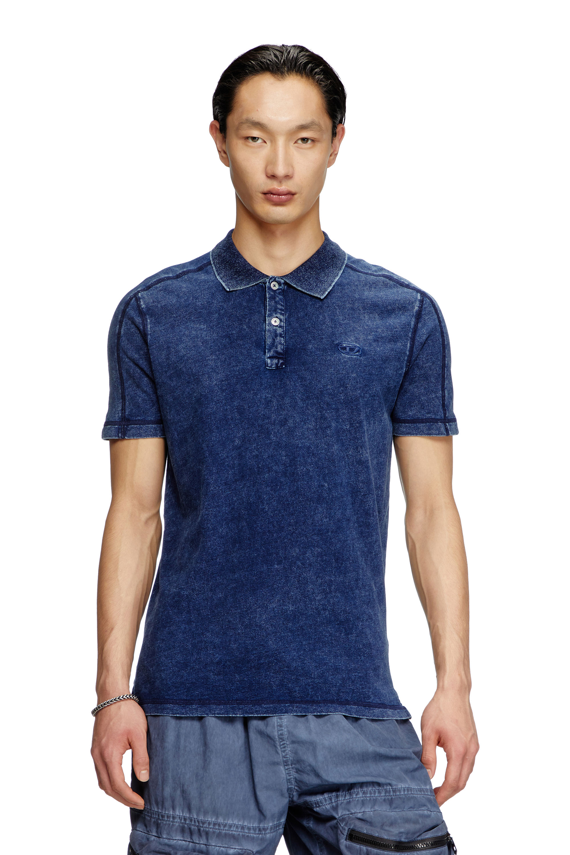 Diesel - T-SWIND-R1, Polo effet denim Homme in Bleu - 1