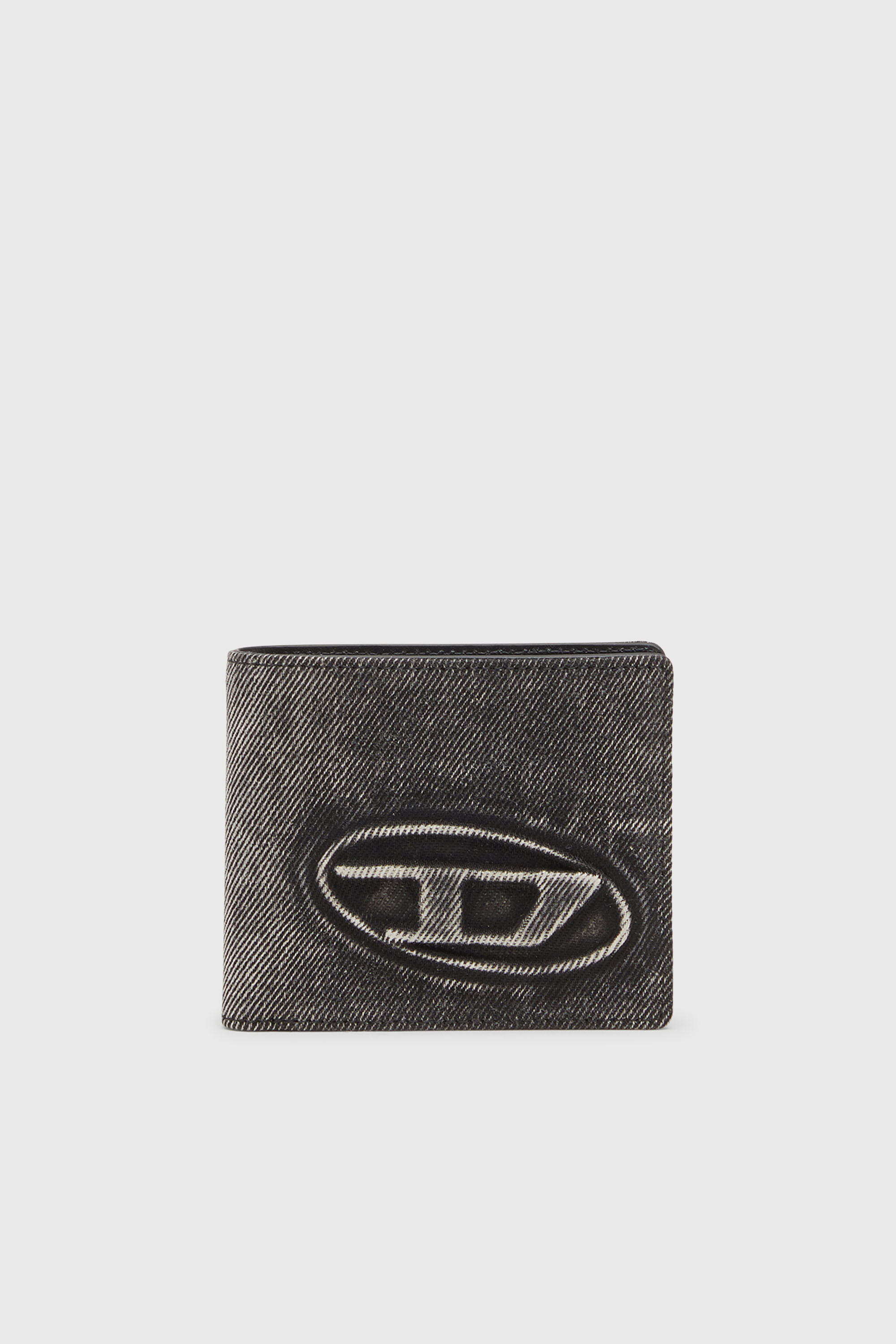 Diesel - 1DR BI FOLD COIN S 3D, Portafoglio in denim lavato Unisex in Grigio - 1