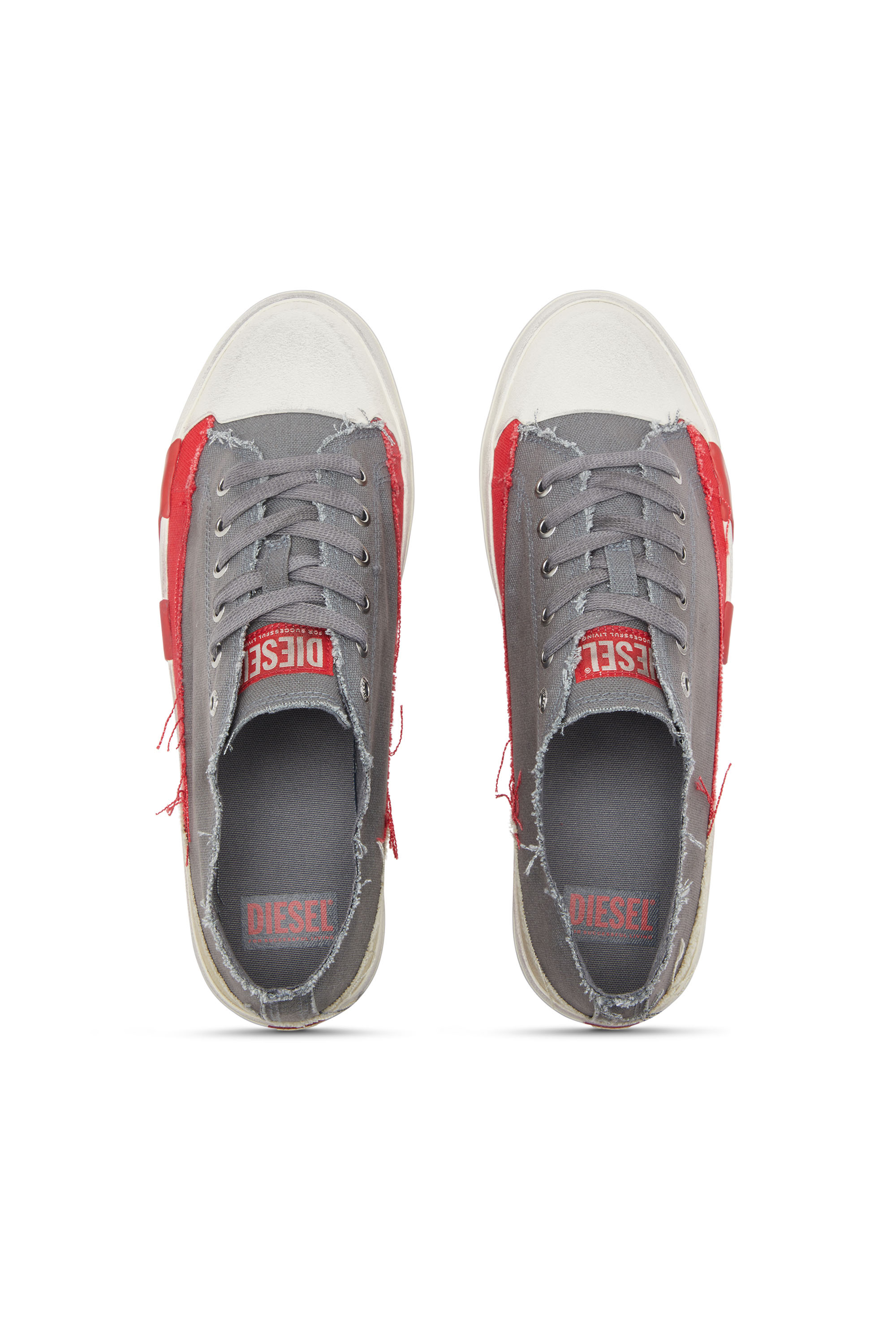 Diesel - S-D-VERSE LOW, S-D-Verse-Sneakers en toile à effet sali Homme in Gris - 5