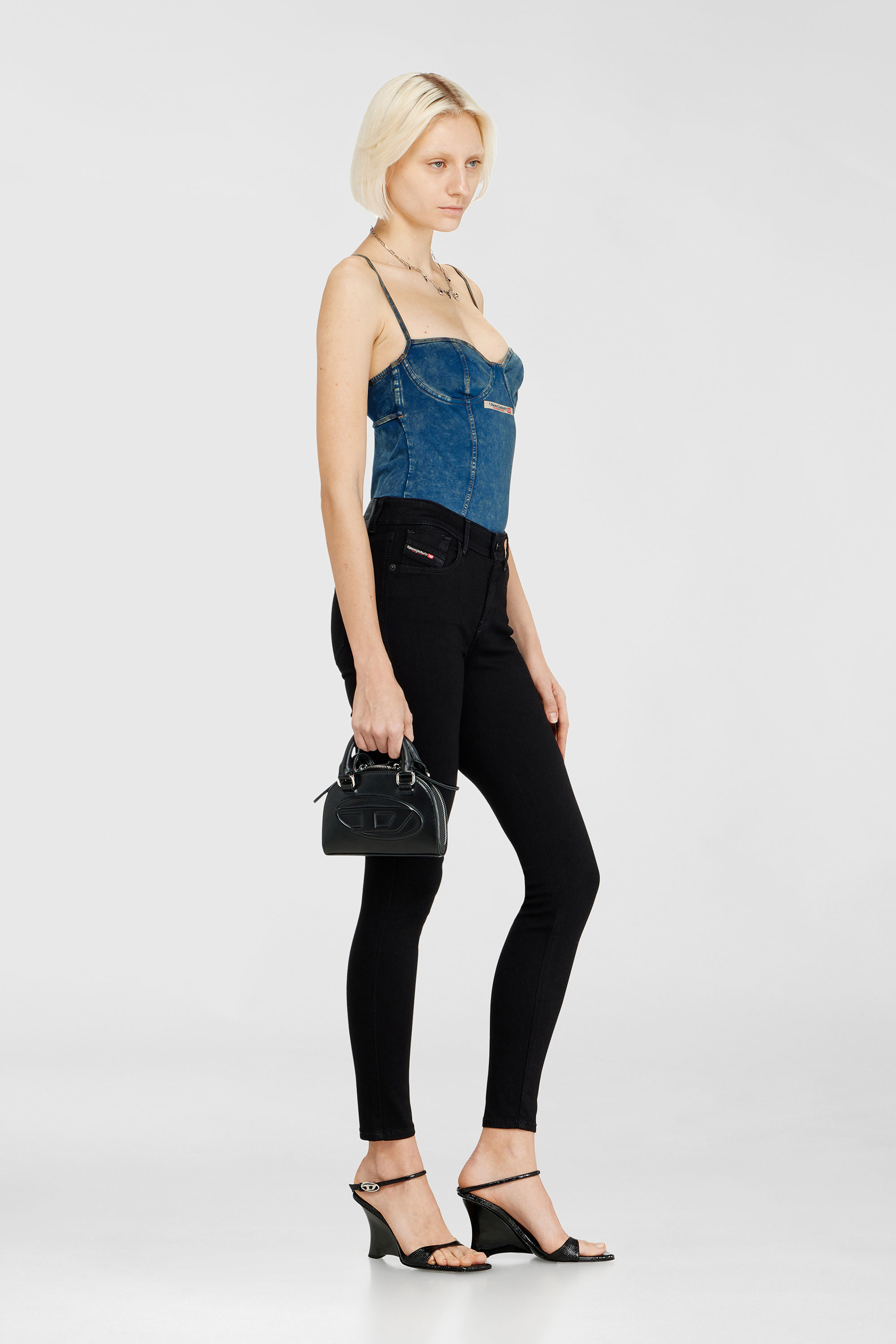 Diesel - Skinny Jeans 2017 Slandy 069EF Donna, Nero/Grigio scuro - Image 2