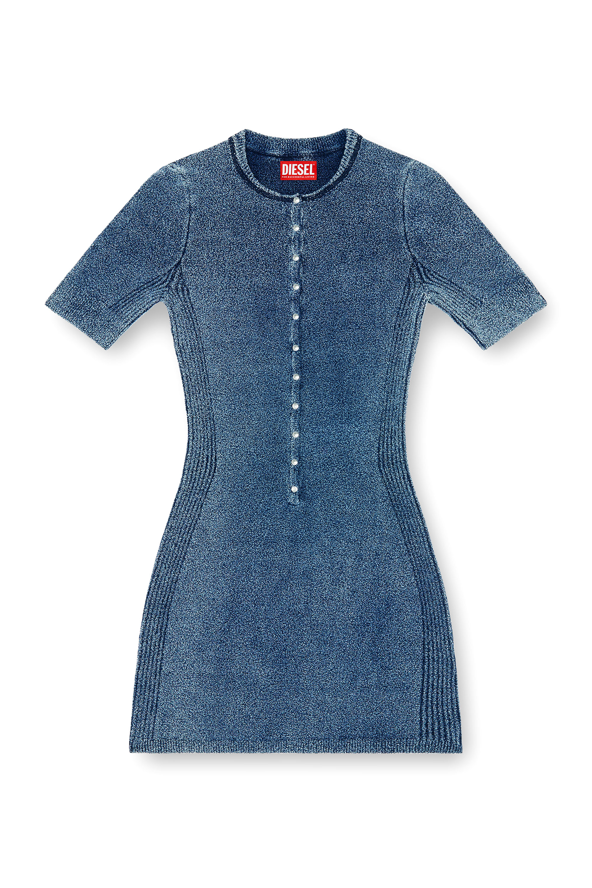 Diesel - M-ESTEE DRESS, Abito corto in maglia boucl&eacute; indigo Donna in ToBeDefined - 1