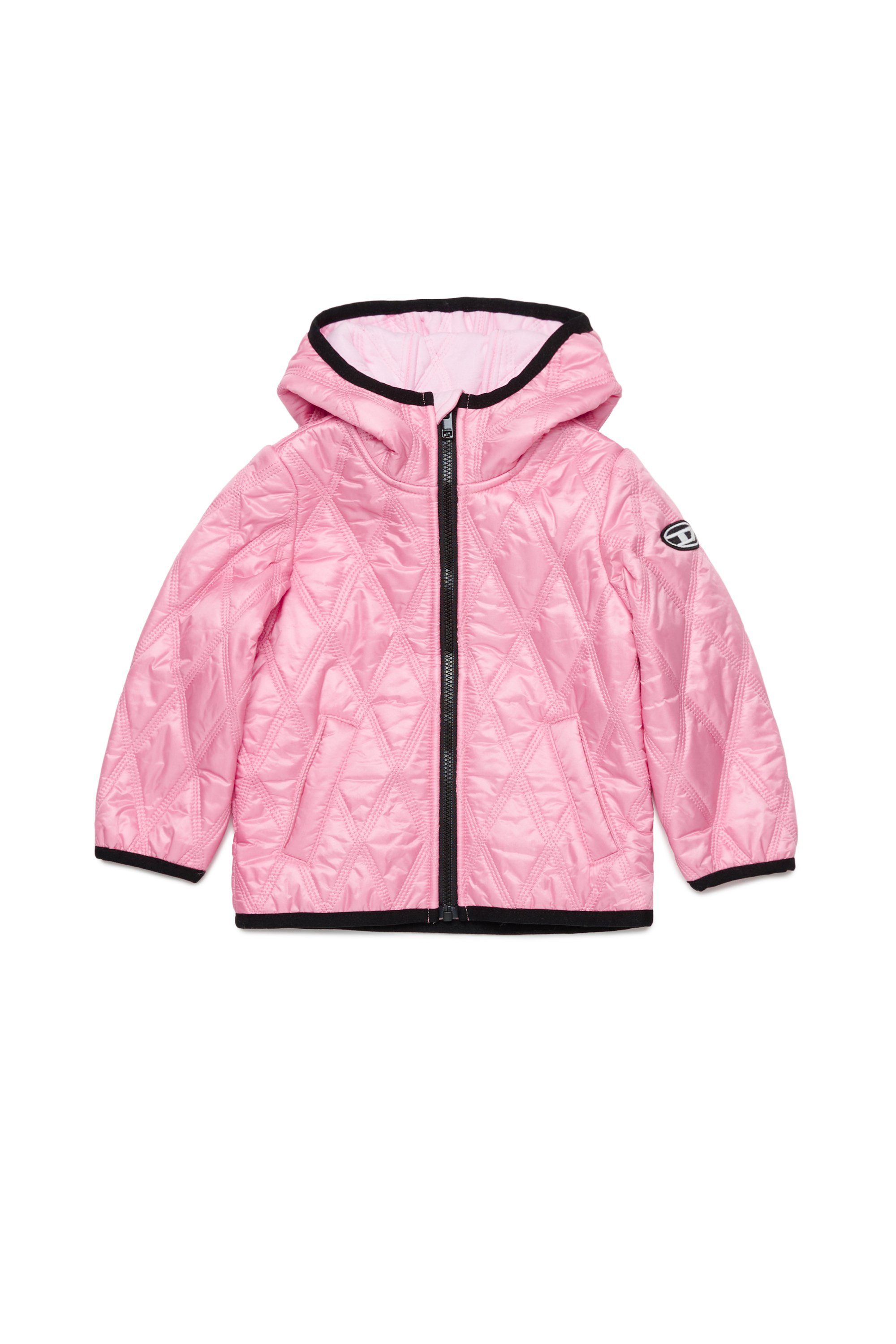 Diesel - JFOKKERB, Unisex Hooded quilted jacket with Oval D patch in Pink - Image 1