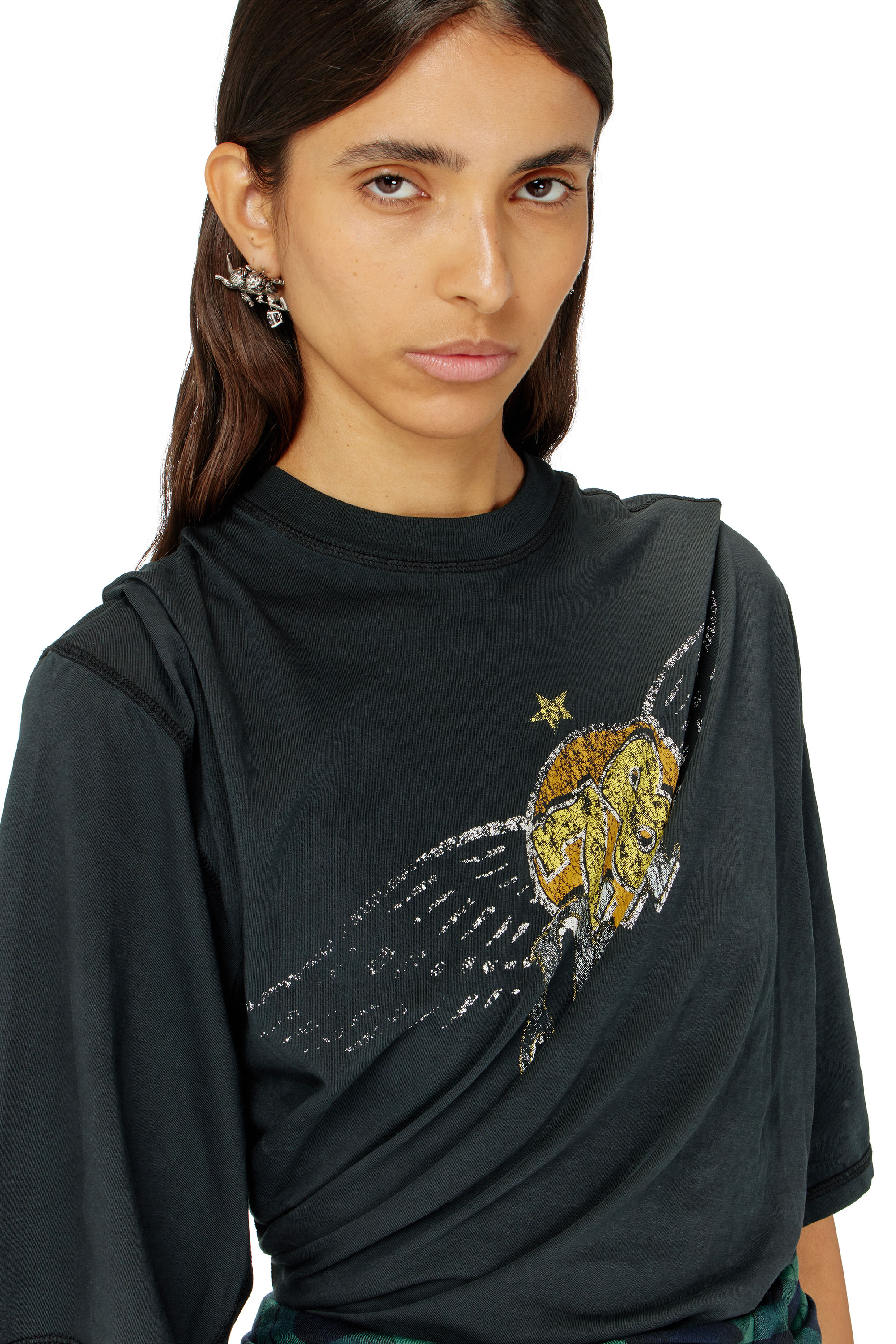 Diesel - T-MILLA-JER, Damen T-Shirt-Body mit Konzertgrafik in null - 4