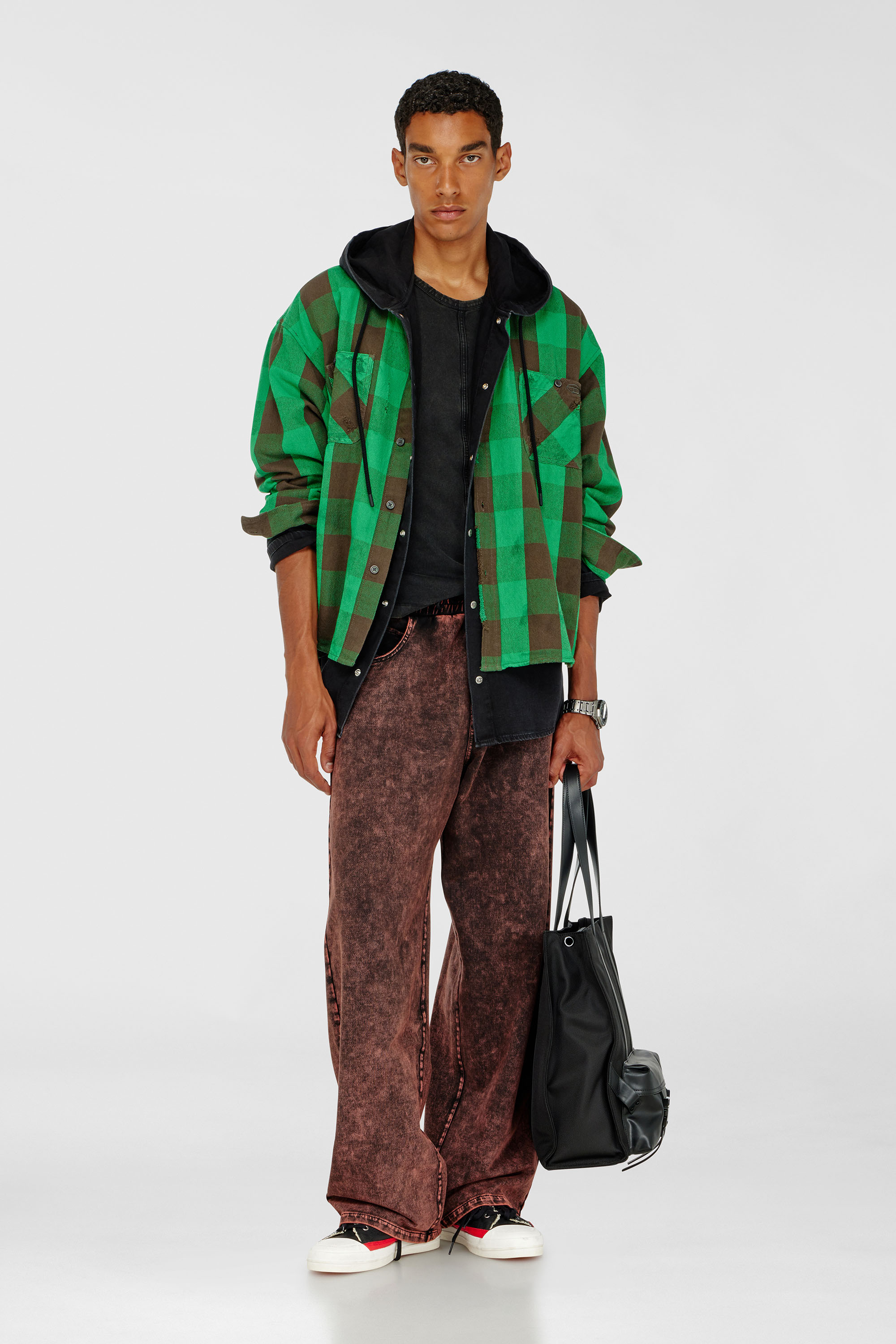 Diesel - S-DRUM, Chemise &agrave; carreaux effet us&eacute; Homme in Polychrome - 1