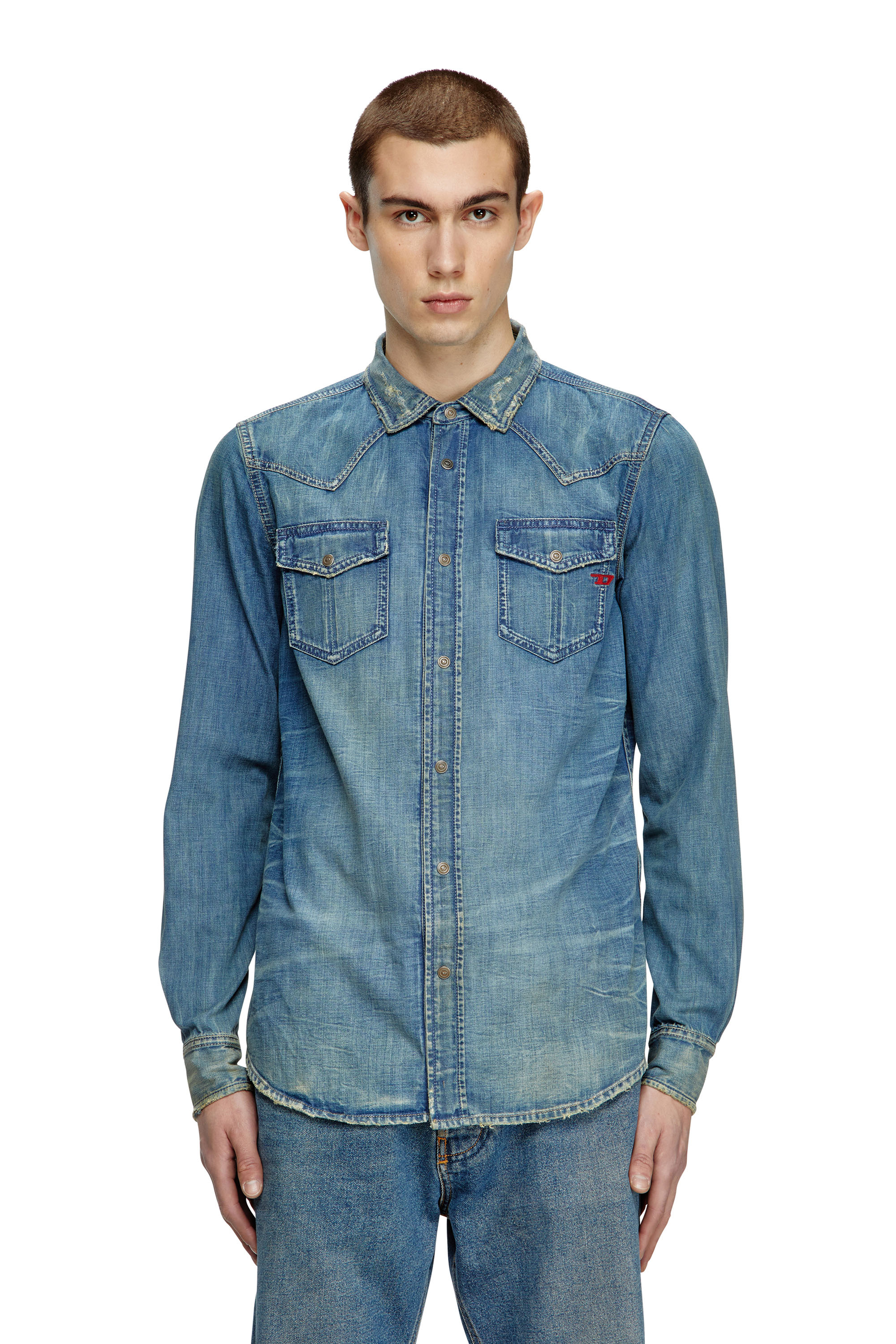 Diesel - D-VEGA, Overshirt in denim Uomo in Blu - 1