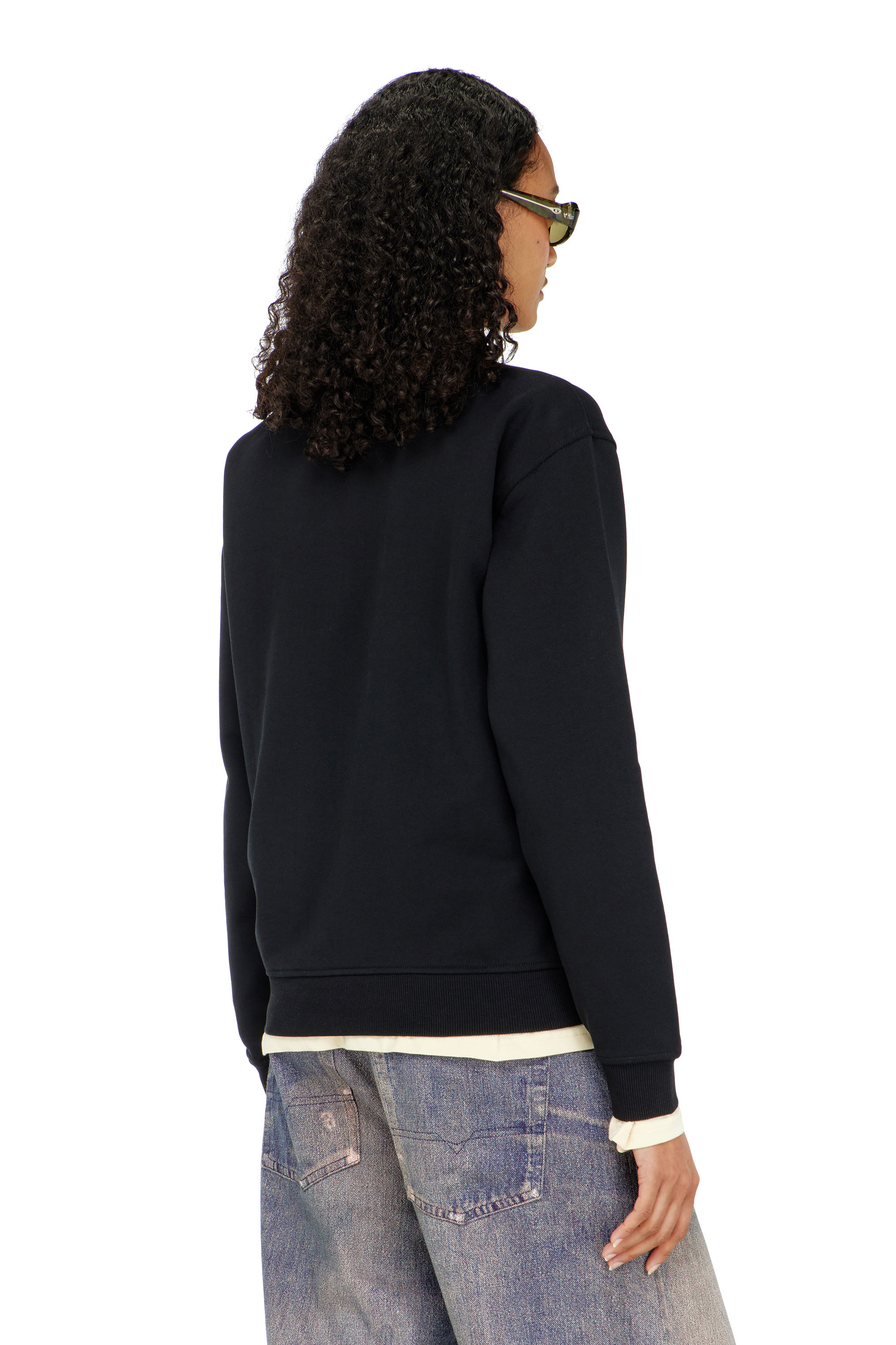 Diesel - F-NORMY-OD, Felpa in cotone con ricamo Oval D Donna in Nero - 4