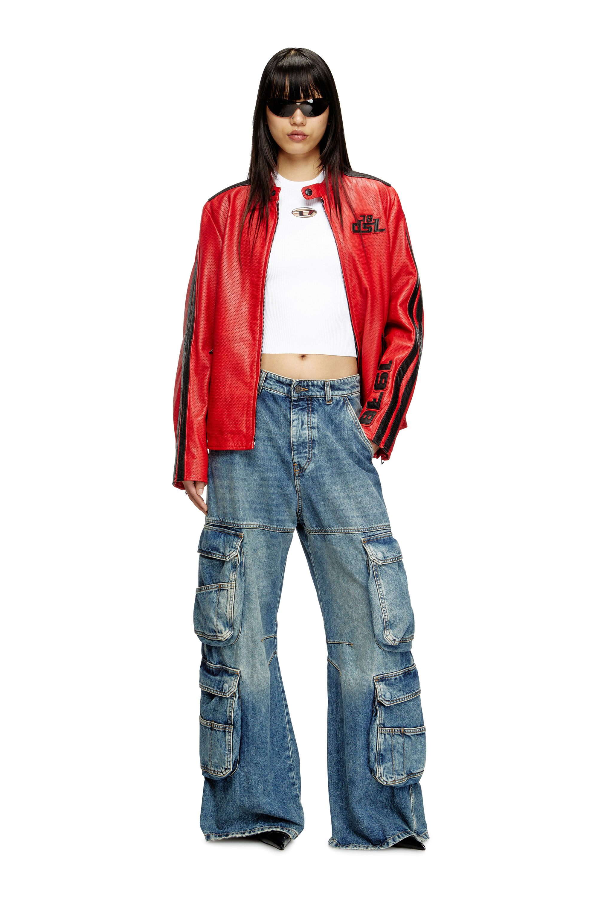 Diesel - M-VALARI, Top a coste in viscosa con Oval D Donna in Bianco - 2