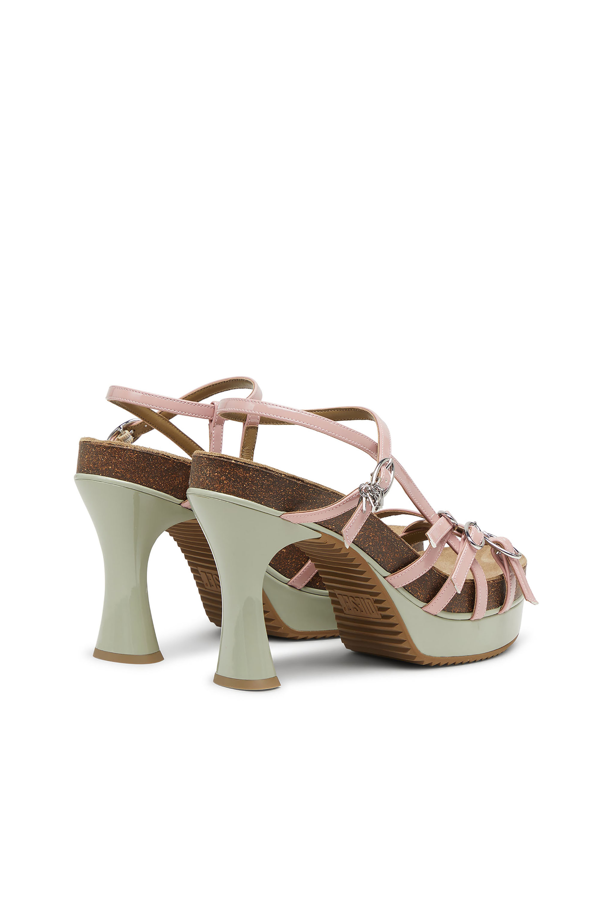 Diesel - D-WOODSTOCK 105 SANDAL, Sandales à plateforme D-Woodstock à brides en PU brillant Femme in Polychrome - 3