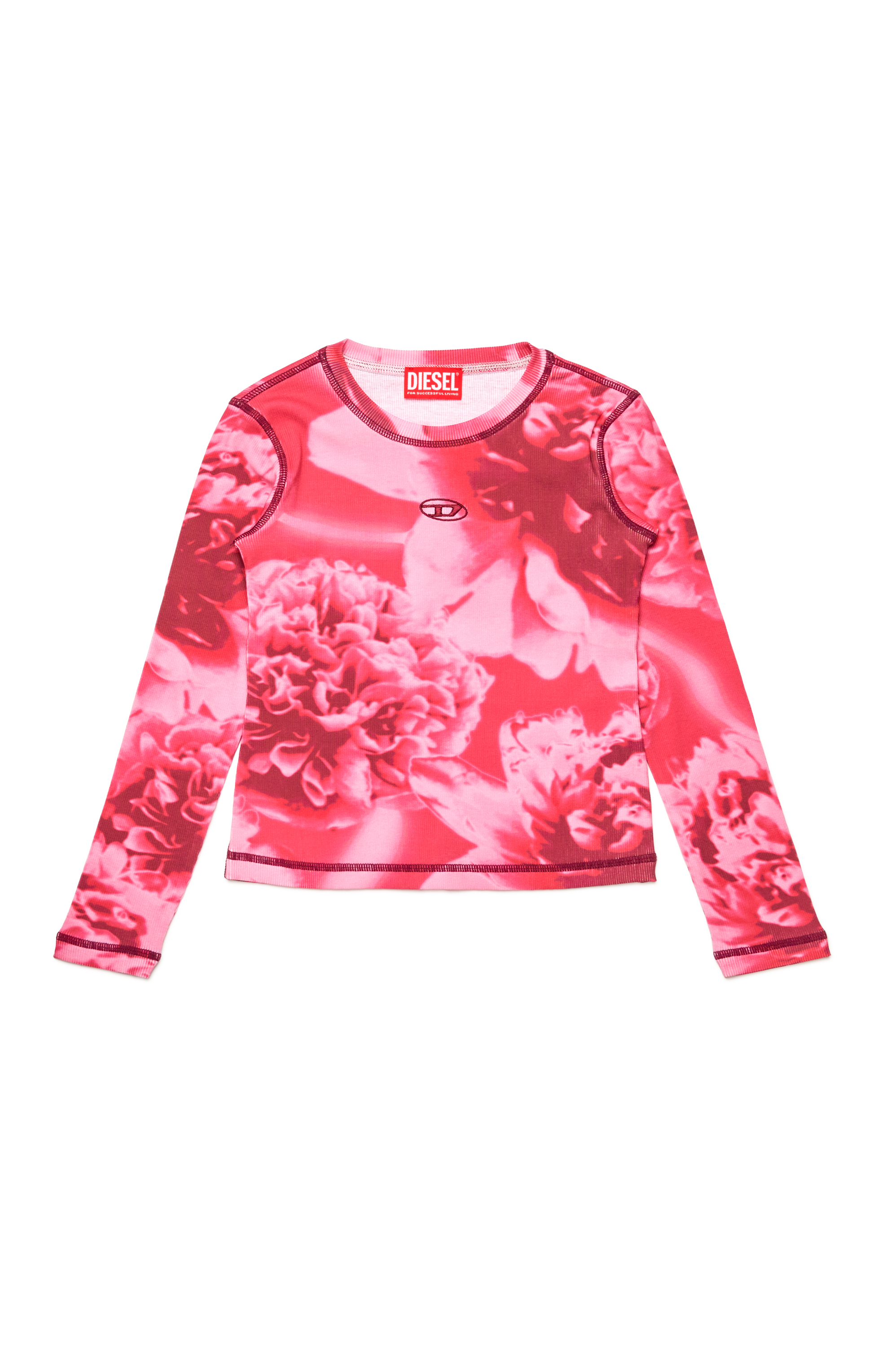 Diesel - TCLAUDY, Damen Geripptes Top mit floralem Print in Rosa - Image 1