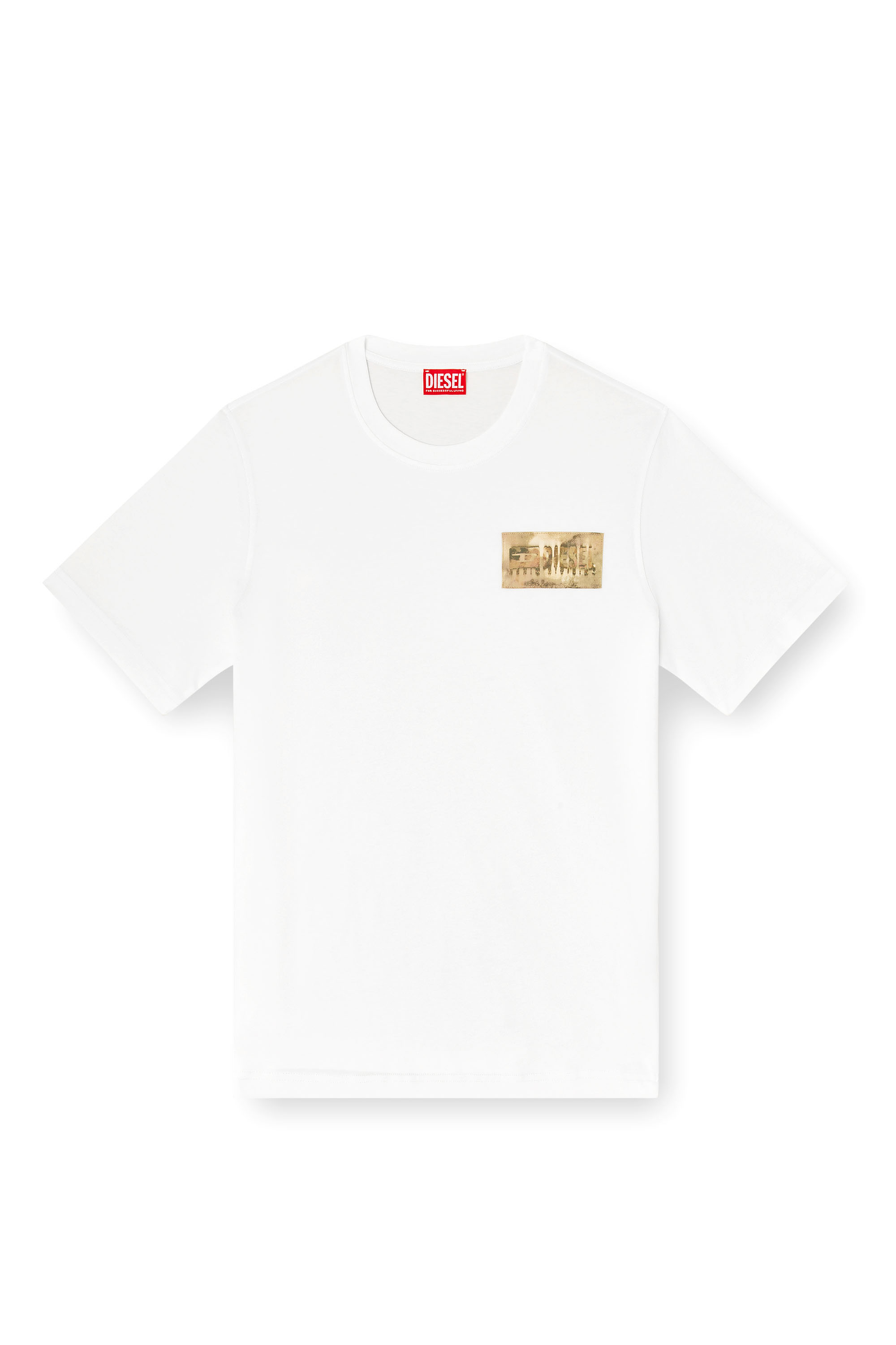 Diesel - T-ADJUST-V4, T-shirt con patch mimetica Uomo in Bianco - 3