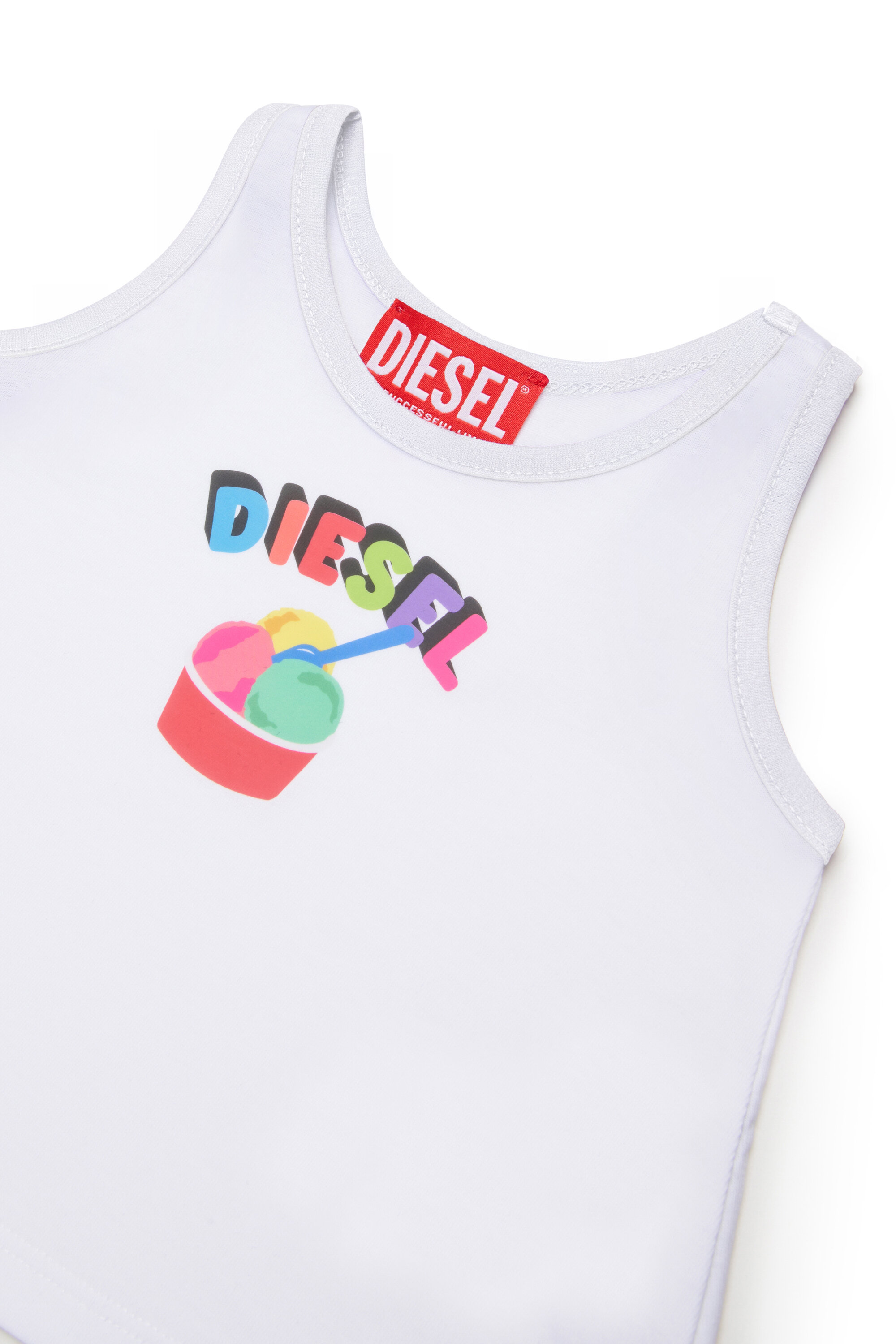 Diesel - MTICEB, Canotta in cotone con stampa gelato Donna in Bianco - 3