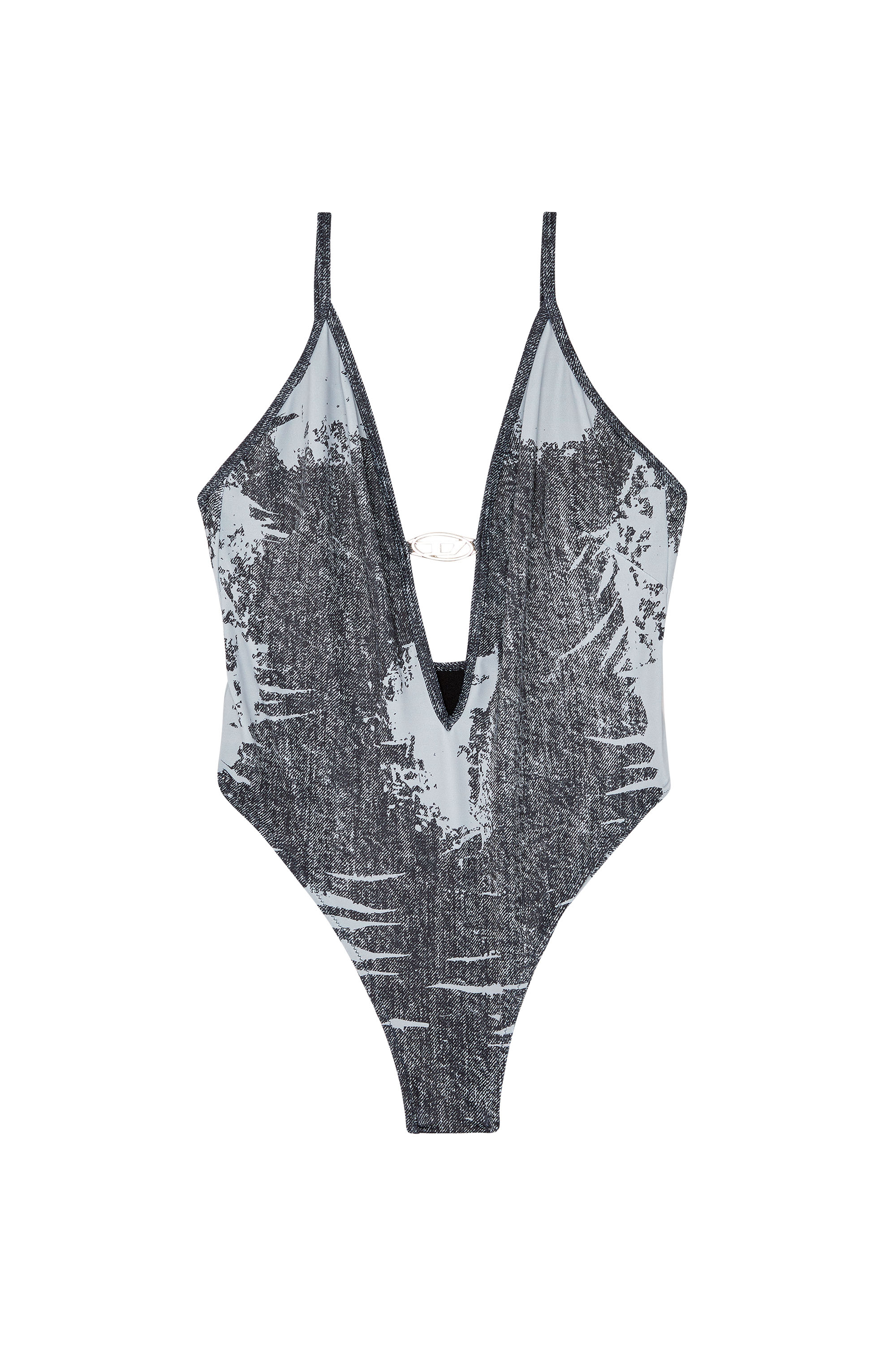 Diesel - BFSW-DENIM-BODY, Woman Swimsuit with denim print in Black - Image 3