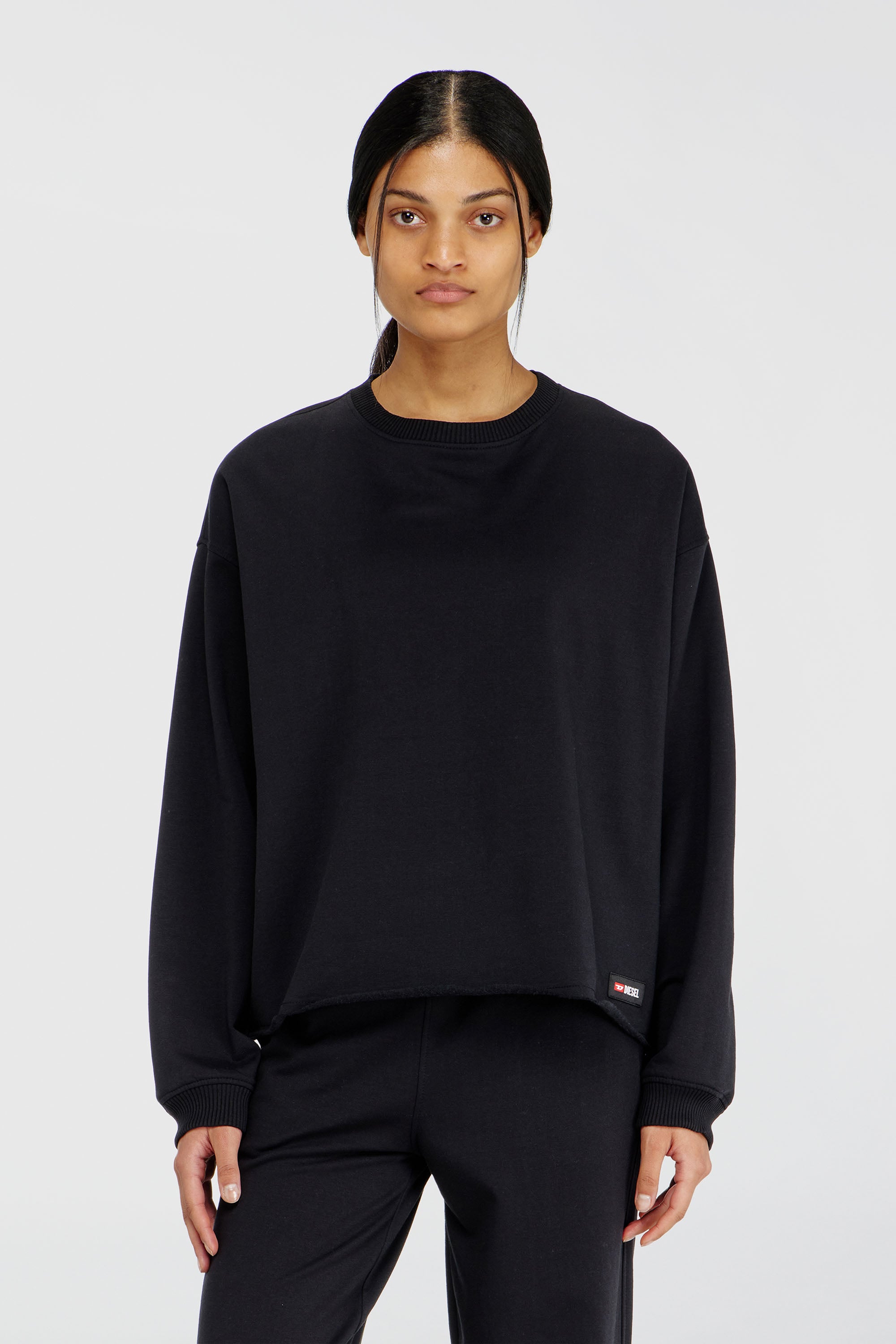Diesel - PATRICIA-D-CORE, Felpa smerigliata con orlo vivo Donna in Nero - 1