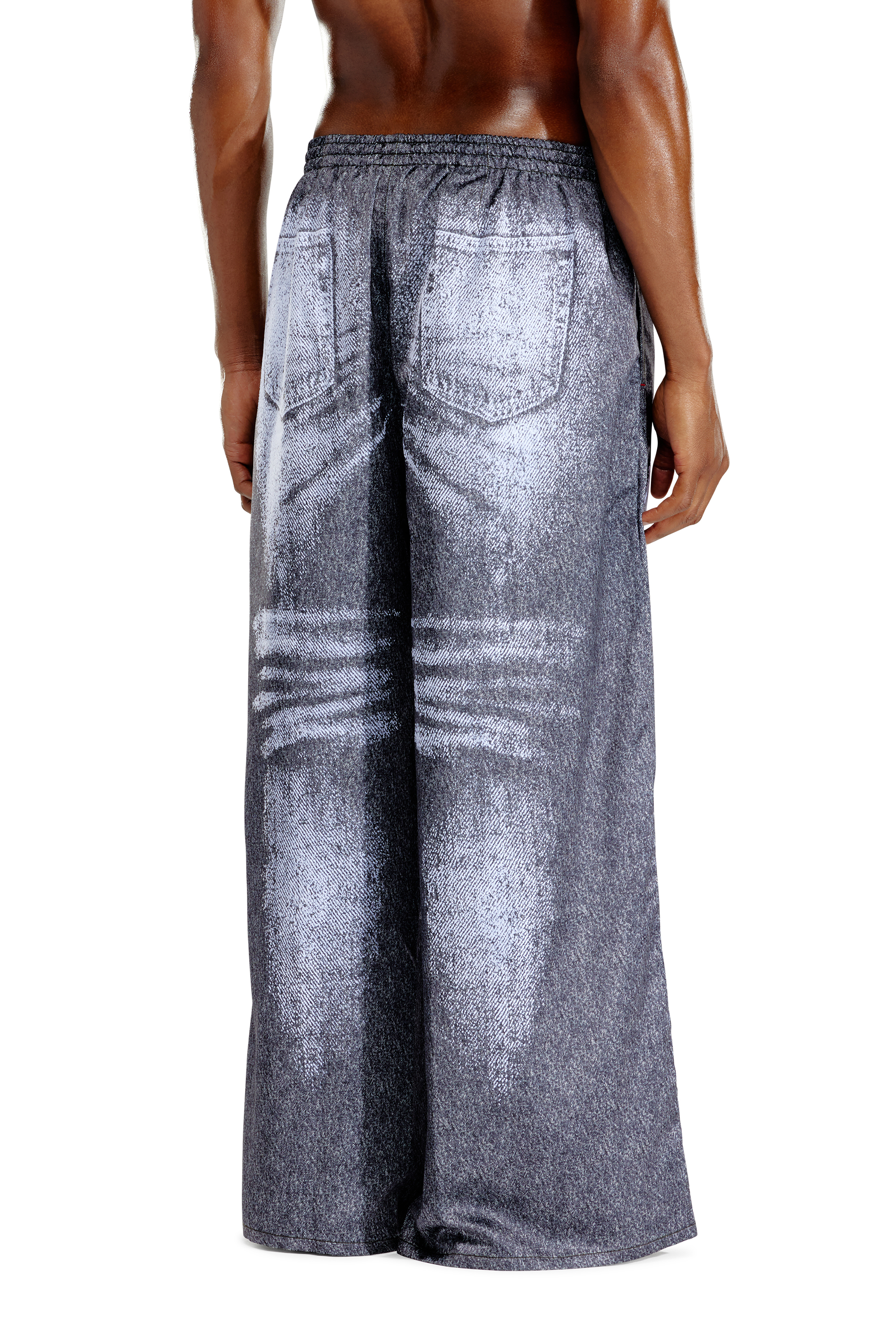 Diesel - STAINS-AND-TROMPE-SLEEP-PANT, Pantalon de pyjama en satin effet denim Mixte in Gris - 3