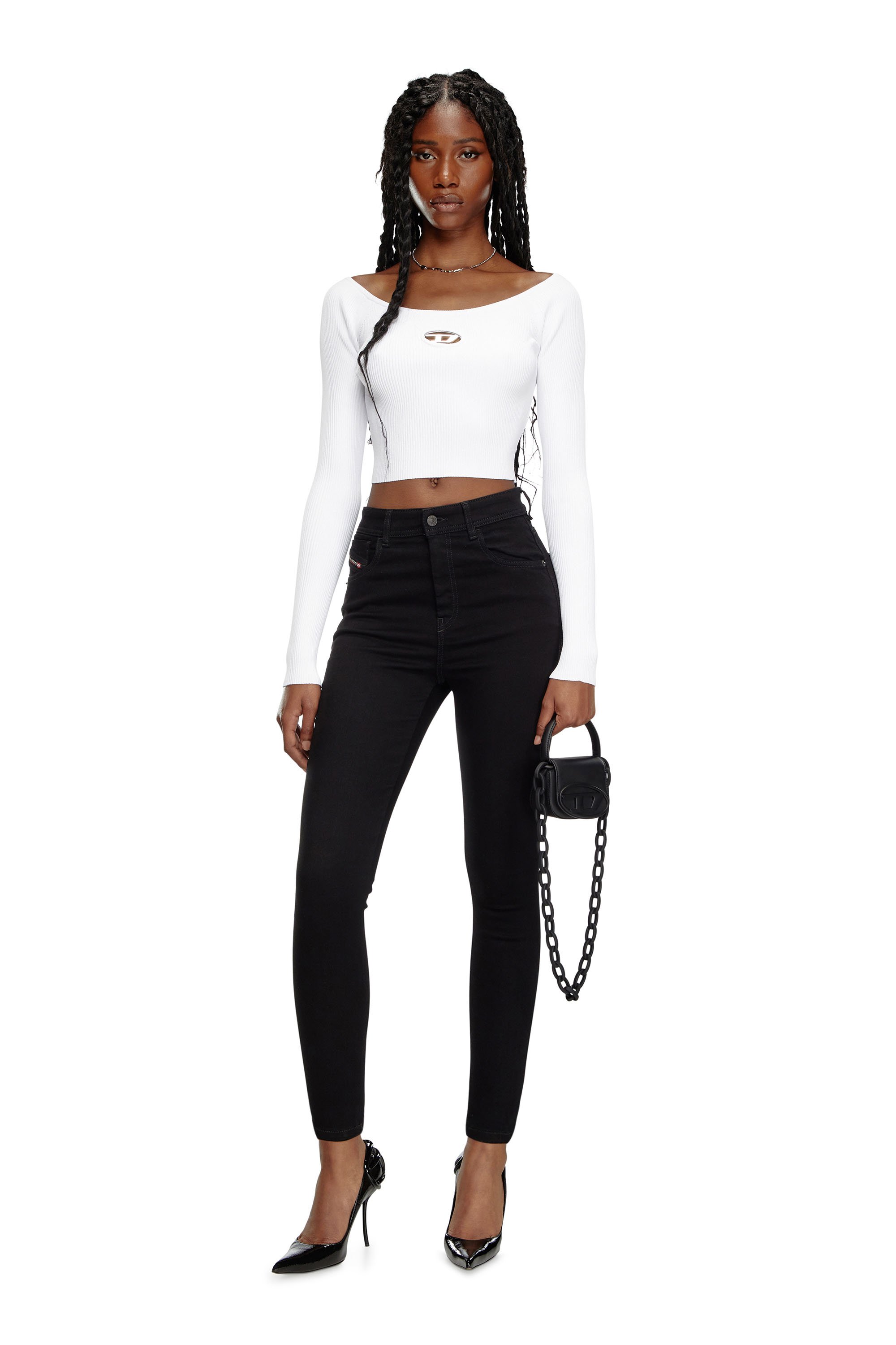 Diesel - Skinny Jeans 1984 Slandy-High 069EF Femme, Noir/Gris foncé - Image 1