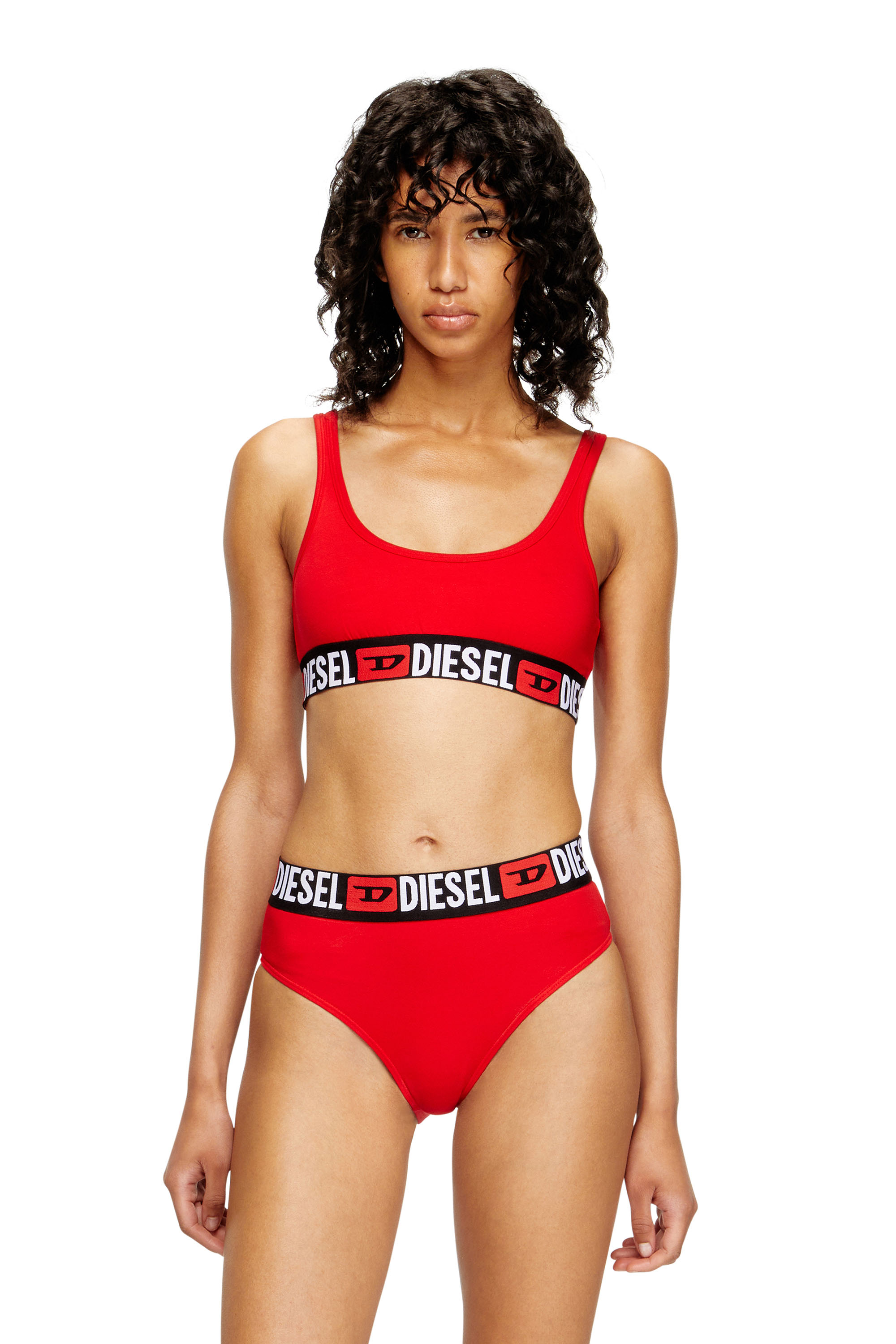 Diesel - UFSB-ORIBA, Damen Bralette mit Logoband in Rot - 1