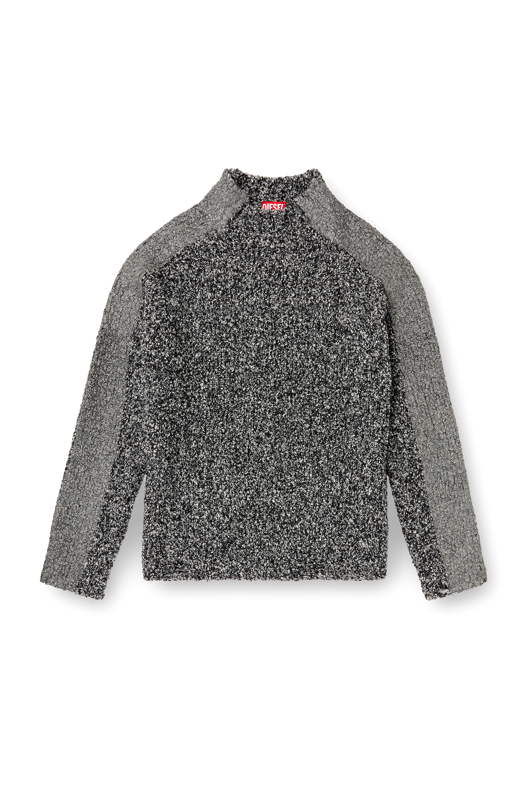 Diesel - K-ERLAND, Herren Bouclé-Strickpullover mit Ärmelbändern in Schwarz - 3