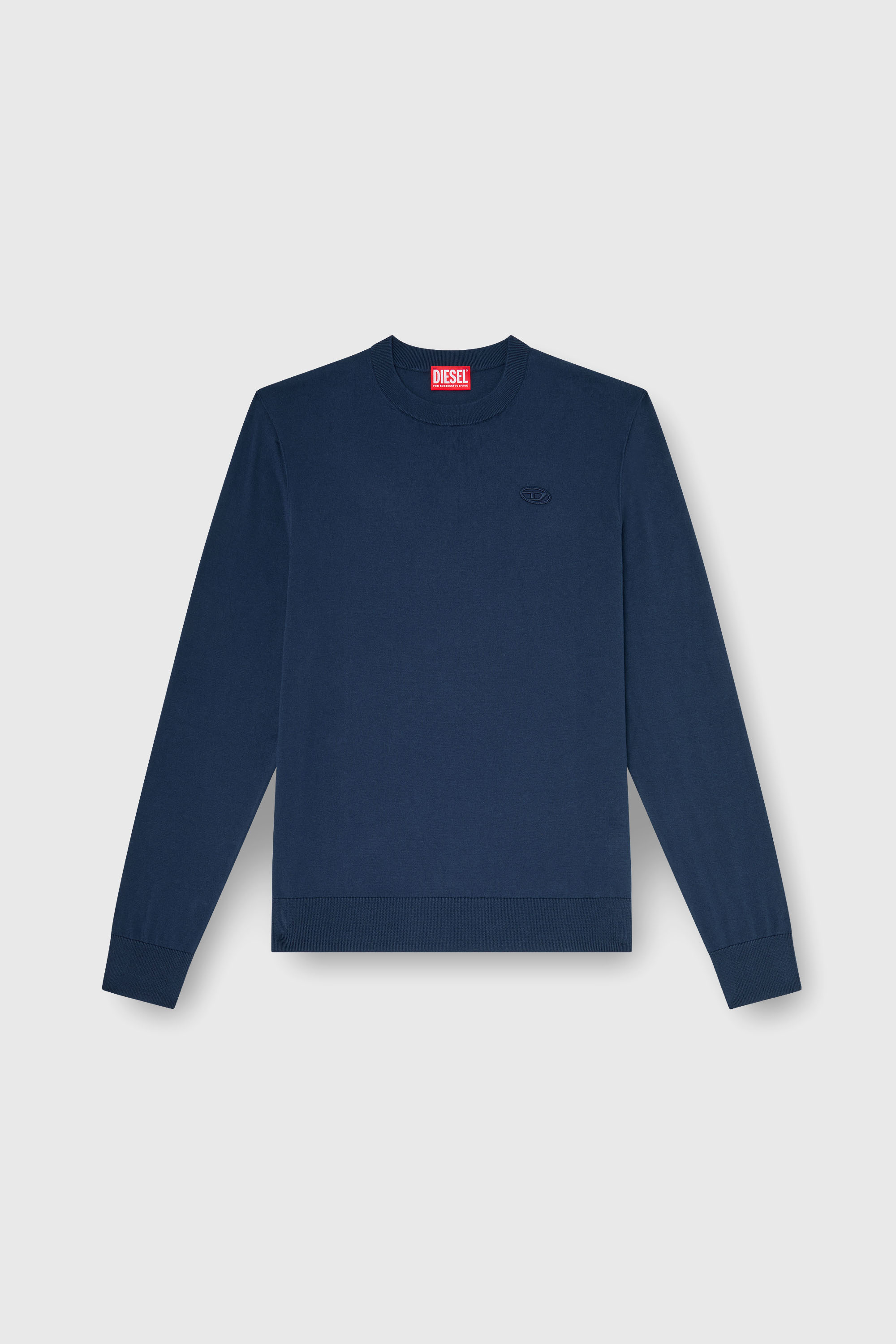 Diesel - K-FREEX-TAG-T92, Maille en coton avec logo ton sur ton Homme in Bleu - 2