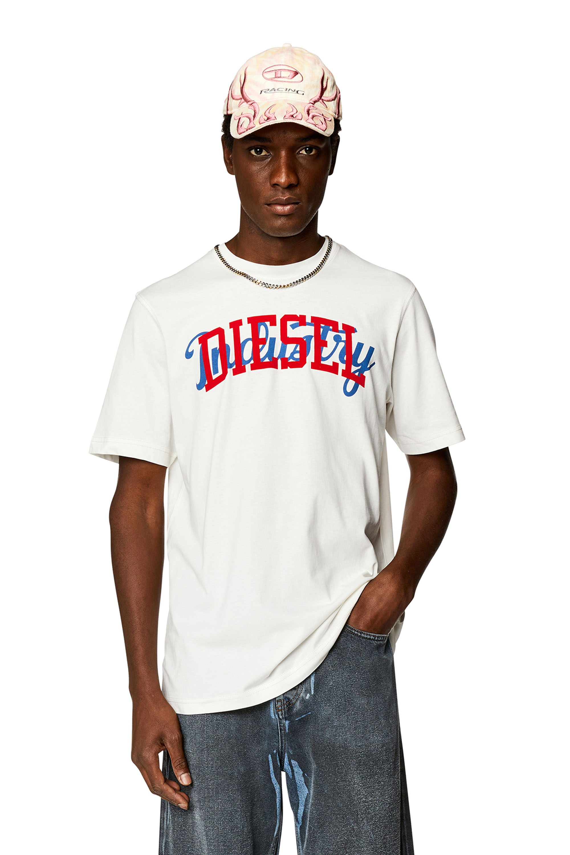 Diesel - T-JUST-N10, Man T-shirt with contrasting Diesel prints in White - Image 1