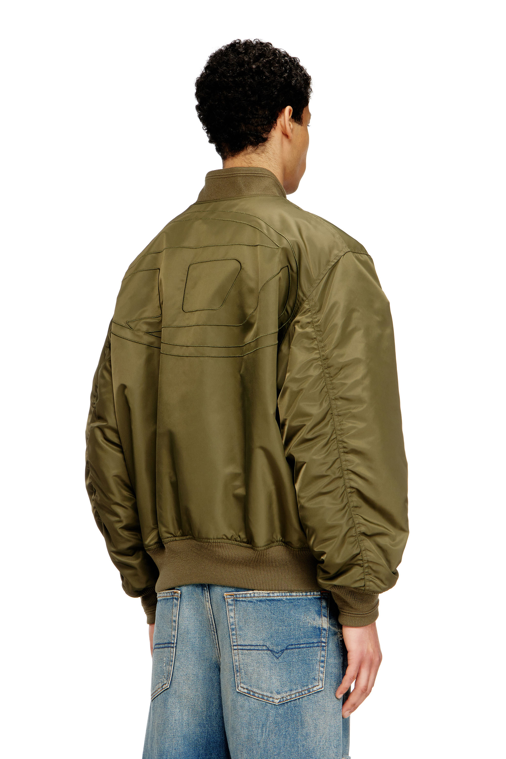 Diesel - W-TYPE-D1, Herren Gesteppte Bomberjacke mit Oval-D-Stickerei in Gr&uuml;n/Orange - 4