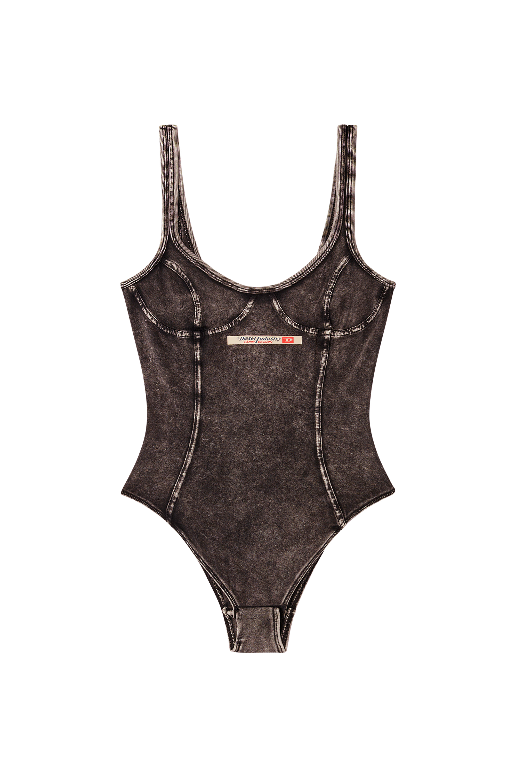 Diesel - CAMI-DNM, Body in jersey effetto denim Donna in Nero - 2