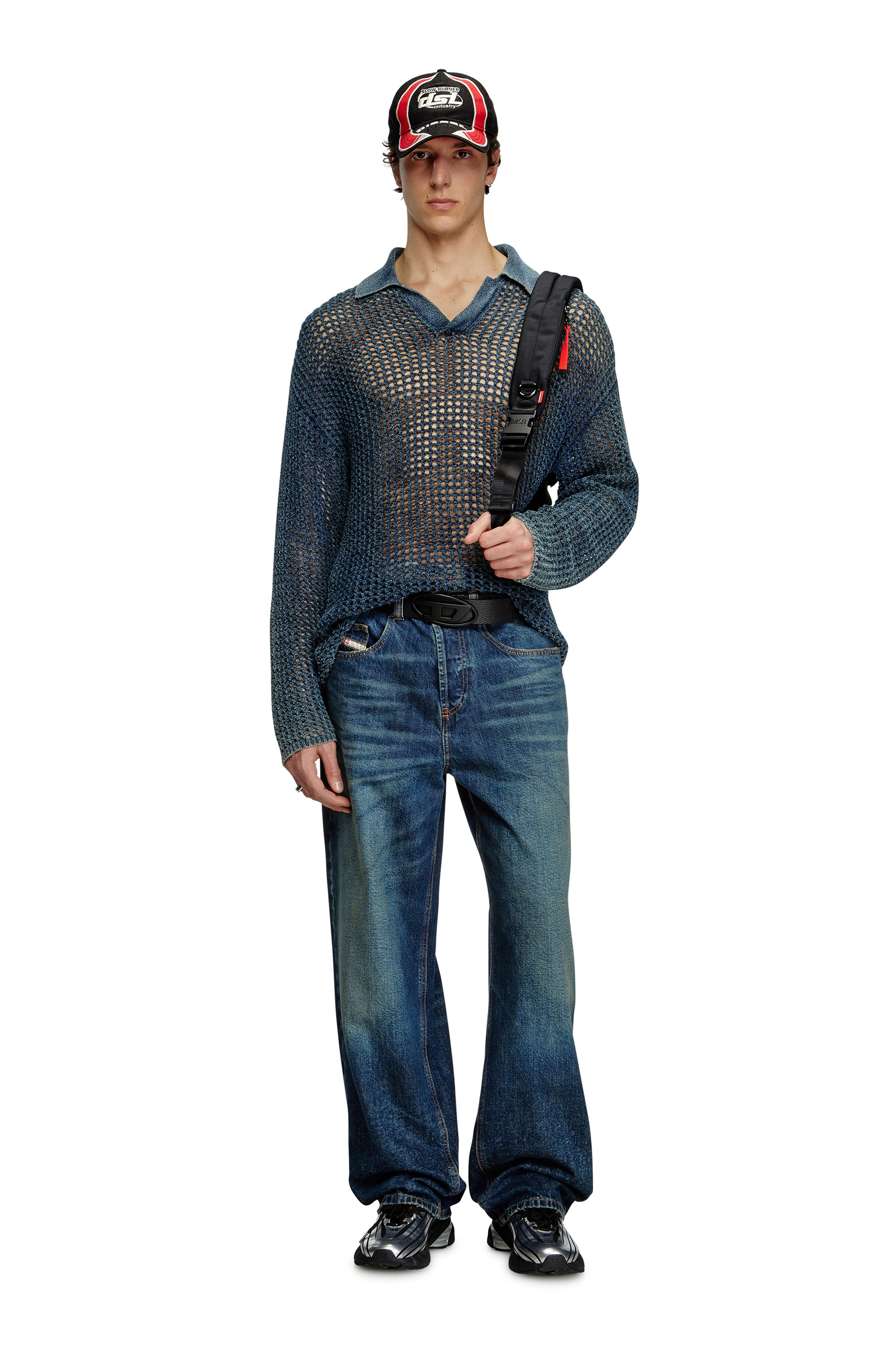 Diesel - K-SQUARED, Herren Offen gestrickter Polo-Pullover aus Denim-Garn in null - 2