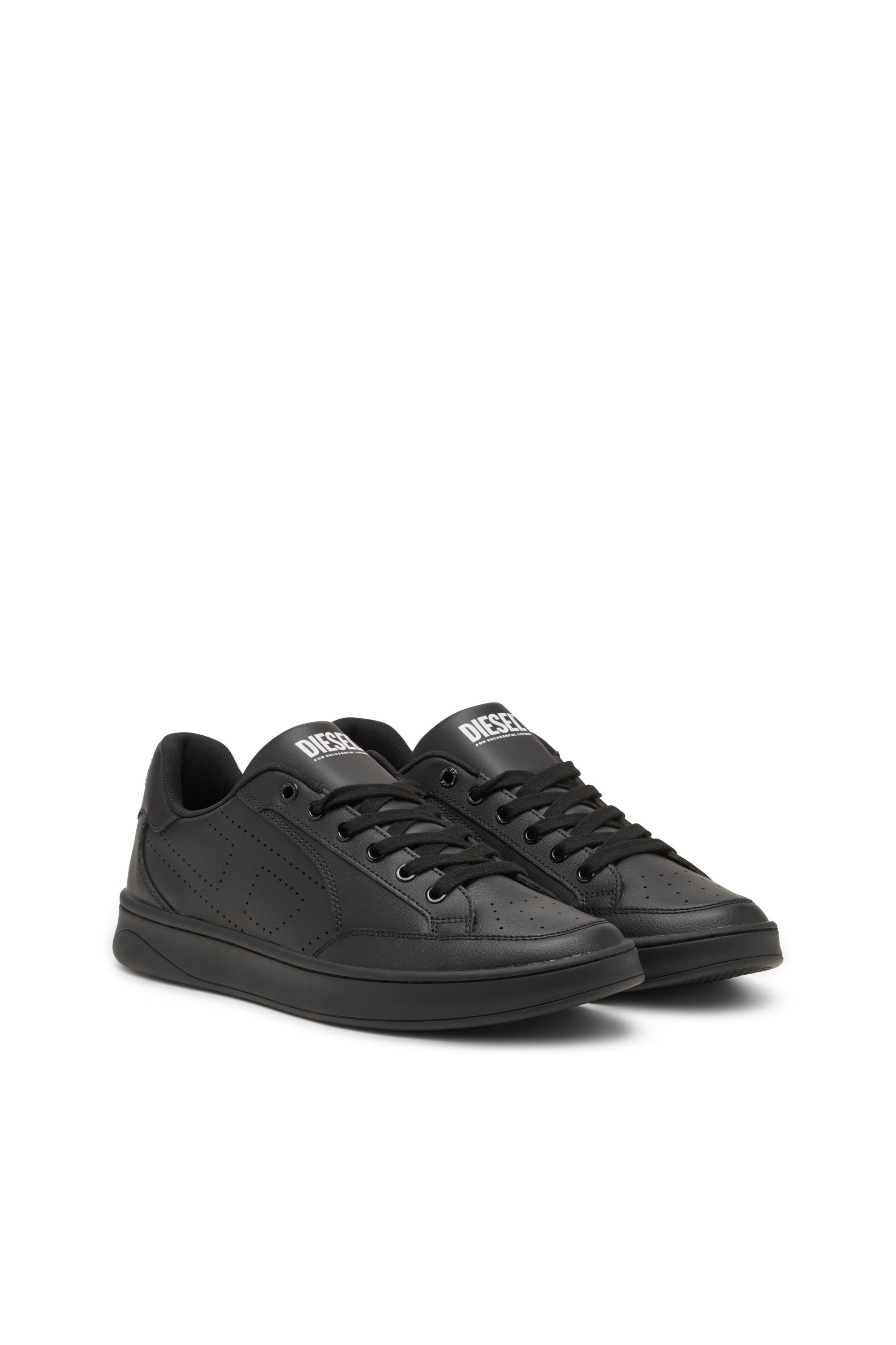 Diesel - S-DAKOTA LOW, Sneakers en cuir avec logo perforé Homme in Noir - 2