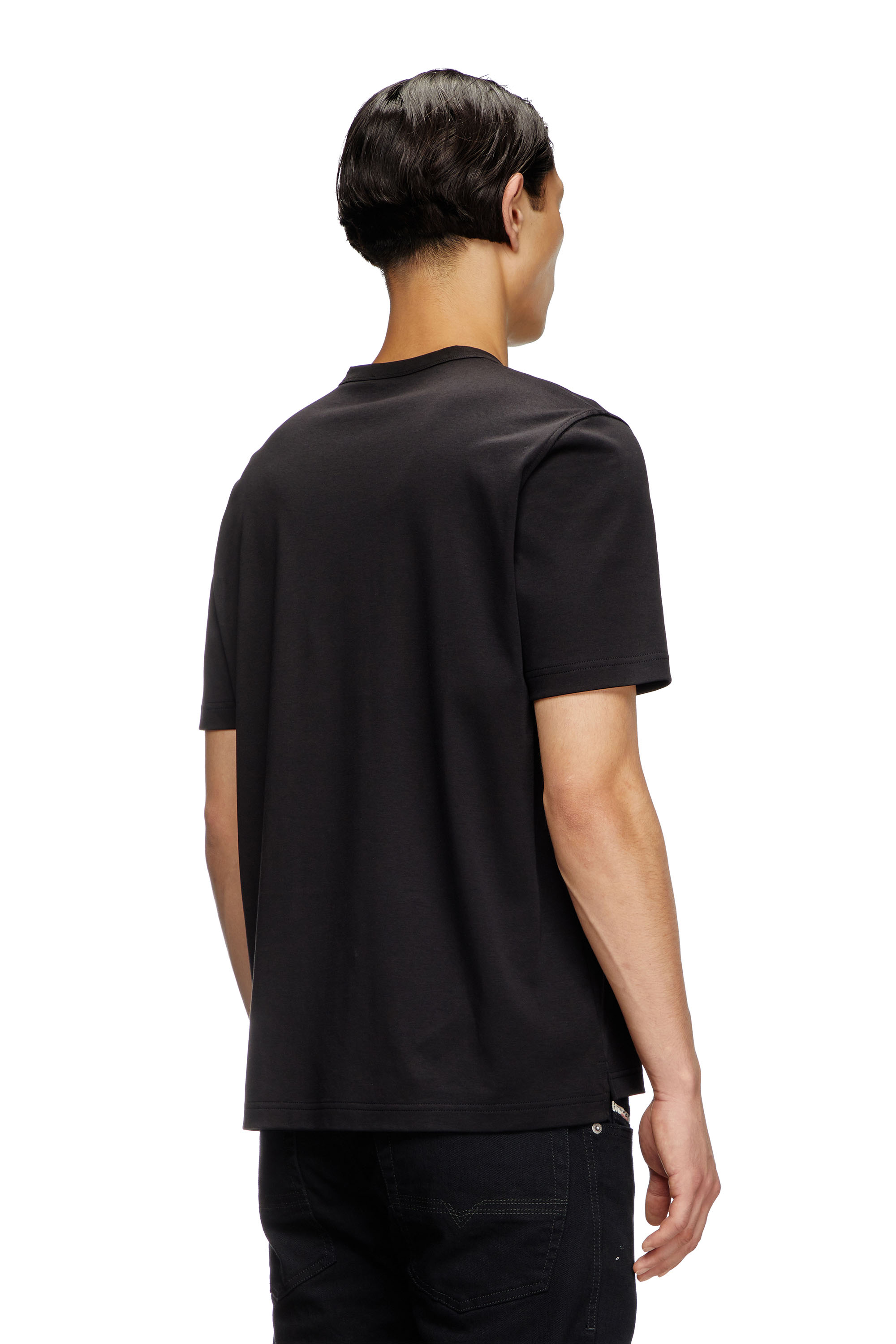 Diesel - T-ADJUST-SLITS-R17, Man's T-shirt with tonal logo embroidery in Black - 4